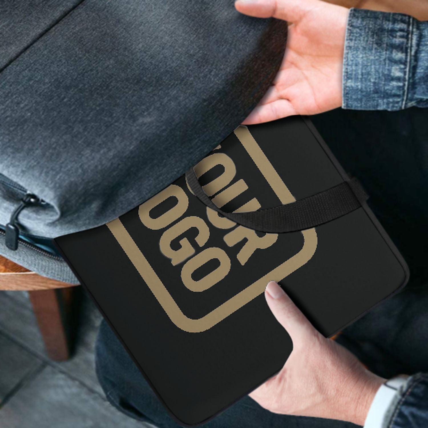 Maßgeschneidertes Schwarz Light Khaki Laptop Tasche