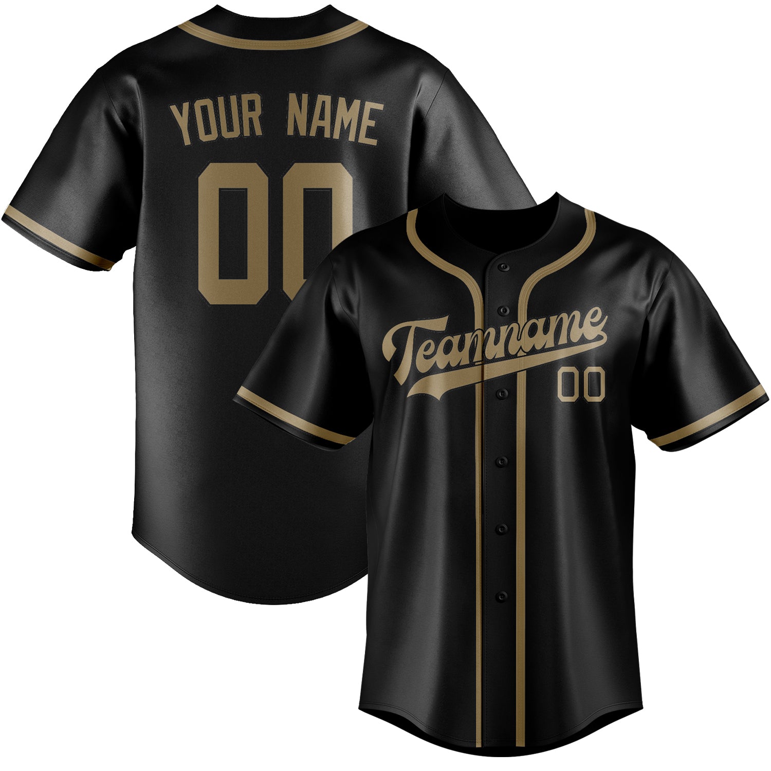Benutzerdefiniertes Professionelles Schwarz Hellkhaki Baseballtrikot