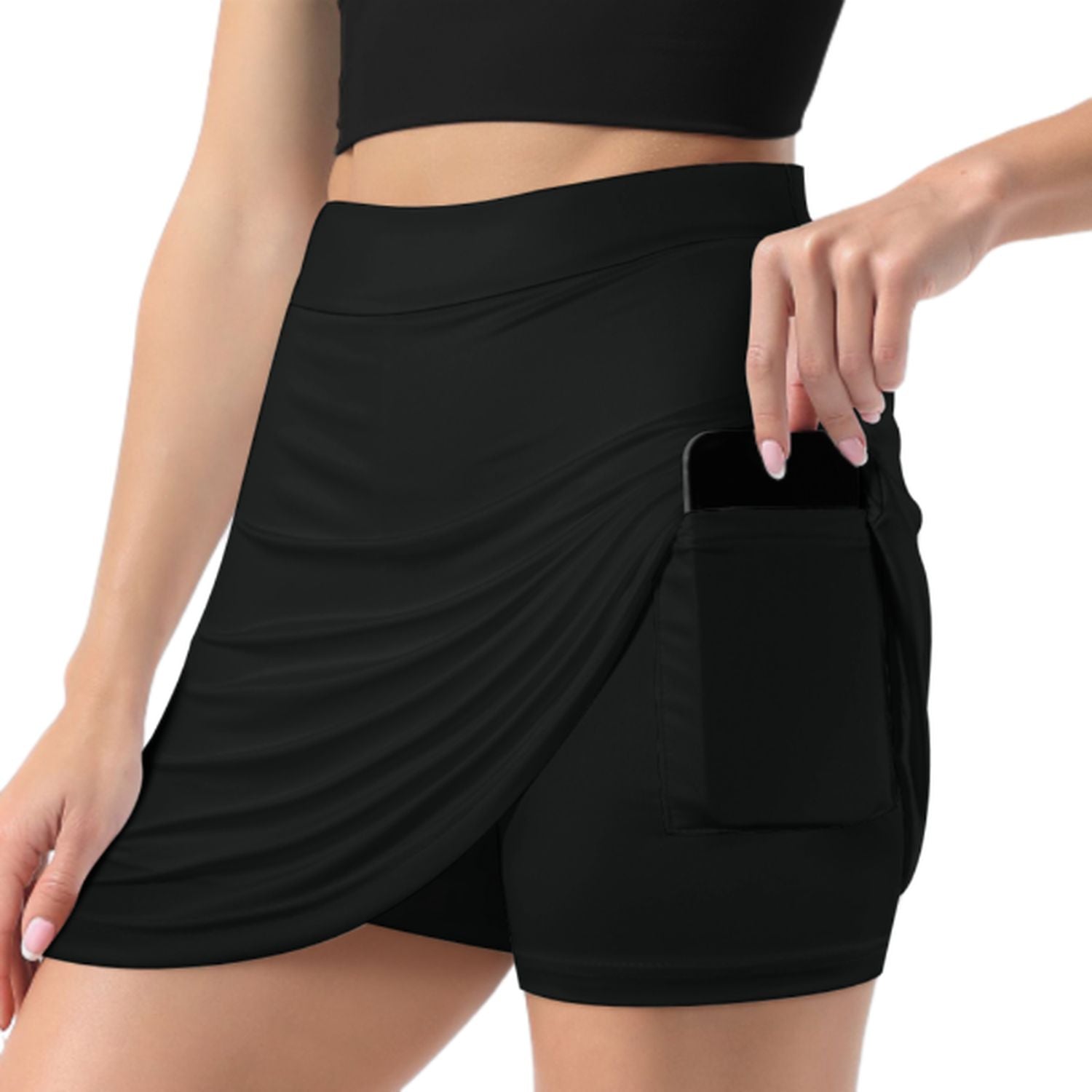 Maßgeschneidertes Schwarz Blassgelb A-Linien Skort