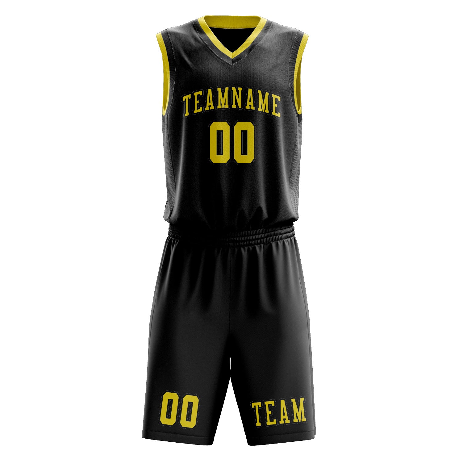Benutzerdefiniertes Professionelles Schwarz Blassgelb Basketballtrikot-Set