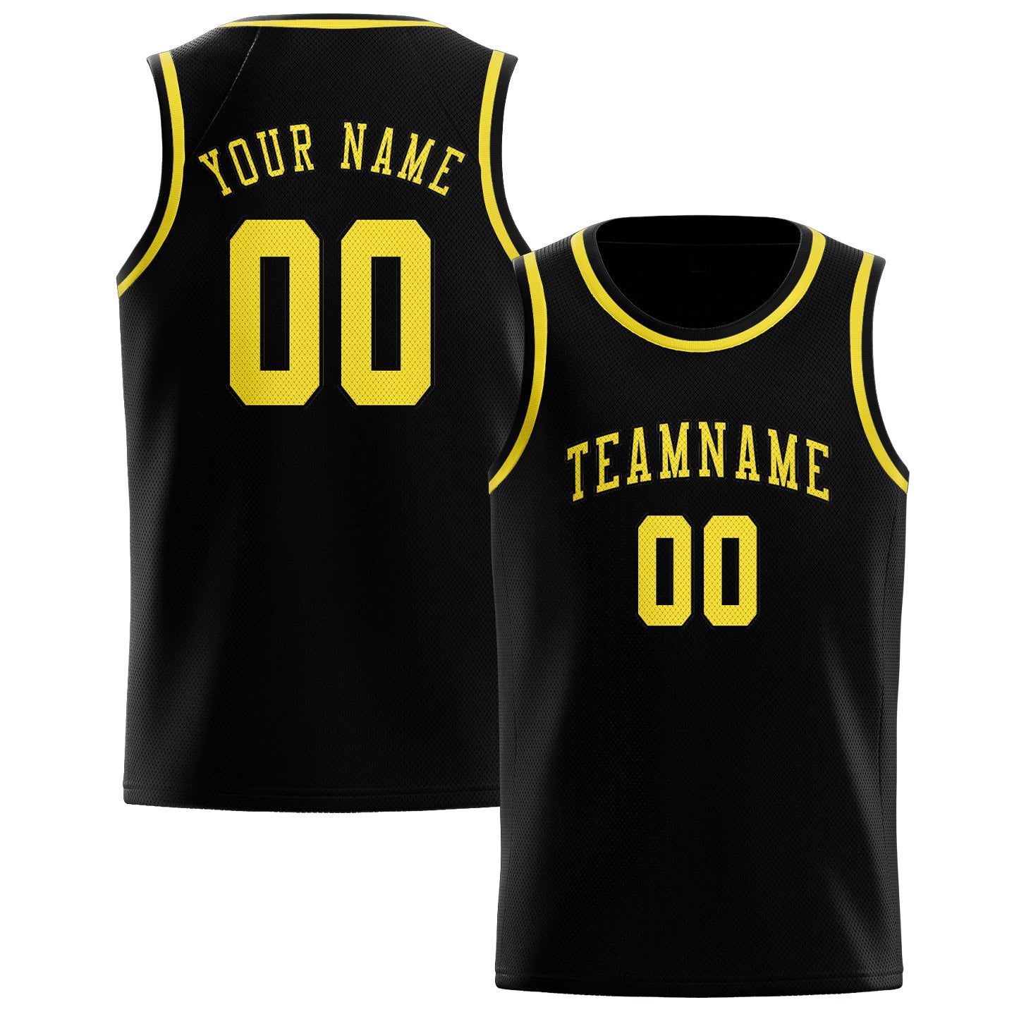 Benutzerdefiniertes Professionelles Schwarz Blassgelb Basketballtrikot