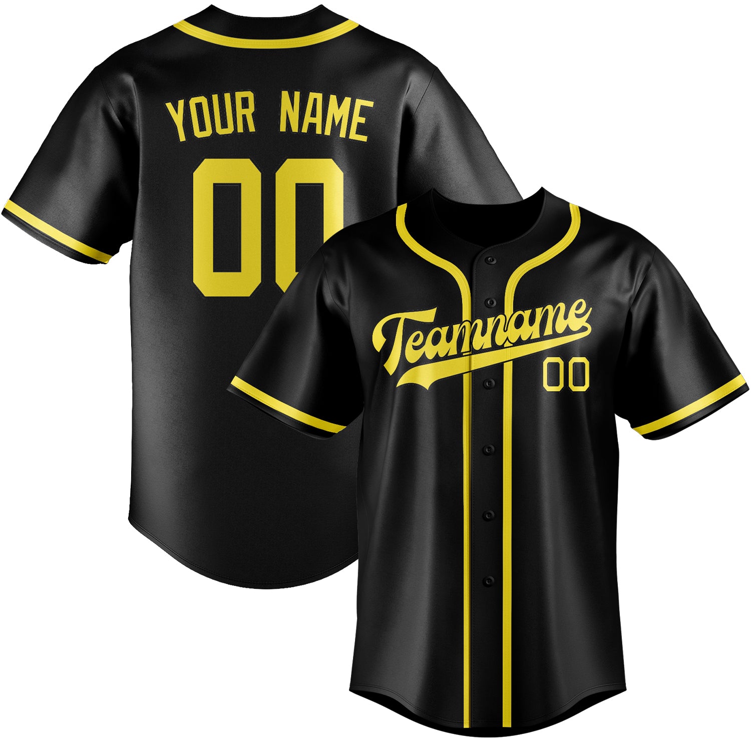 Benutzerdefiniertes Professionelles Schwarz Blassgelb Baseballtrikot