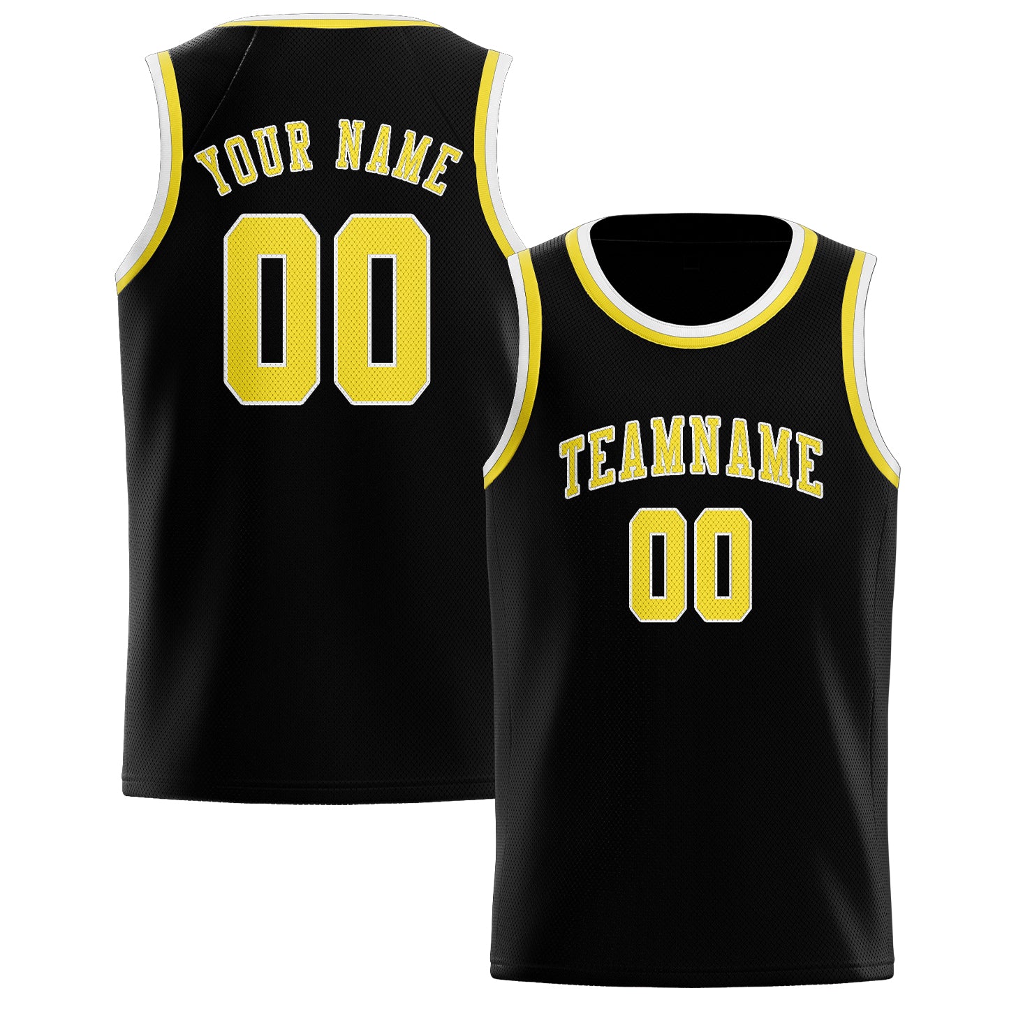 Benutzerdefiniertes Professionelles Schwarz Blassgelb Basketballtrikot