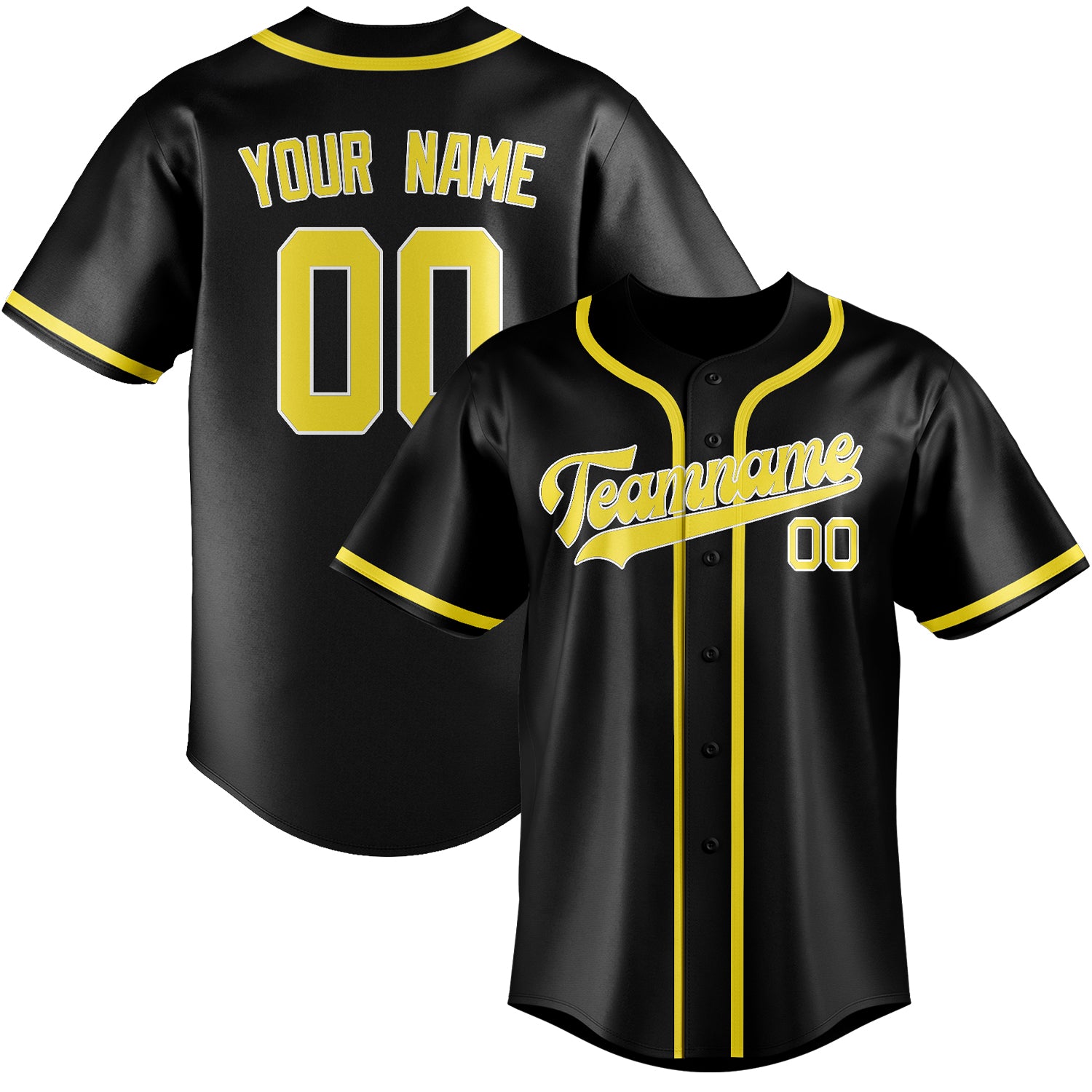 Benutzerdefiniertes Professionelles Schwarz Blassgelb Baseballtrikot