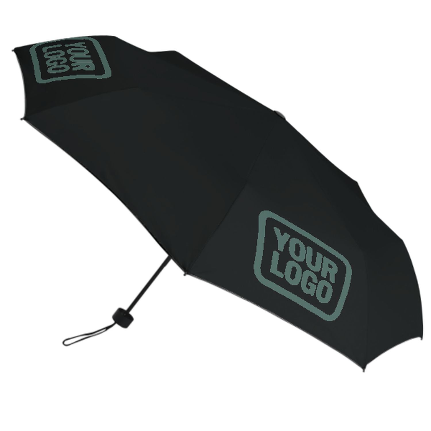 Maßgeschneidertes Schwarz Blaugrün Automatik-Regenschirm