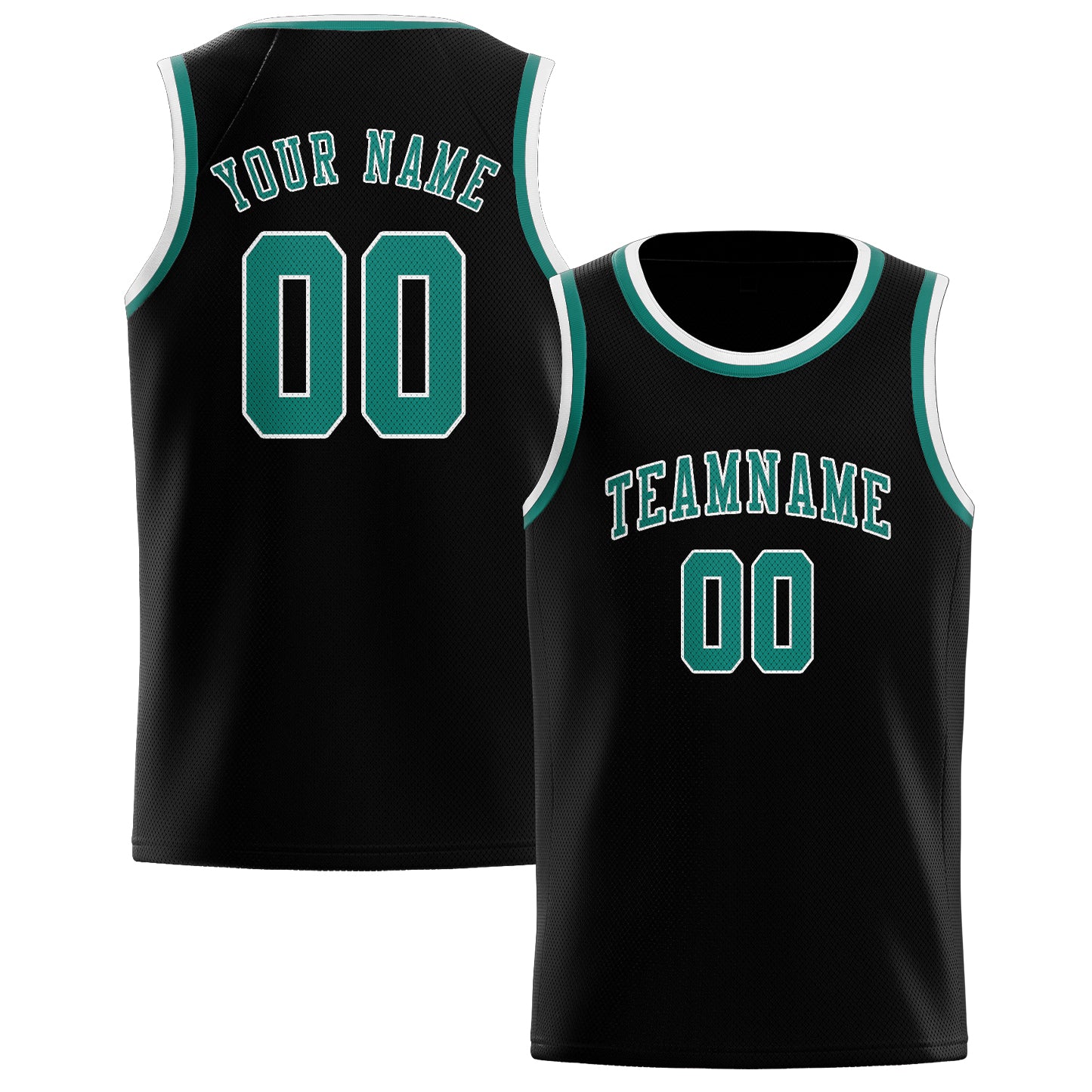 Benutzerdefiniertes Professionelles Schwarz Blaugrün Basketballtrikot