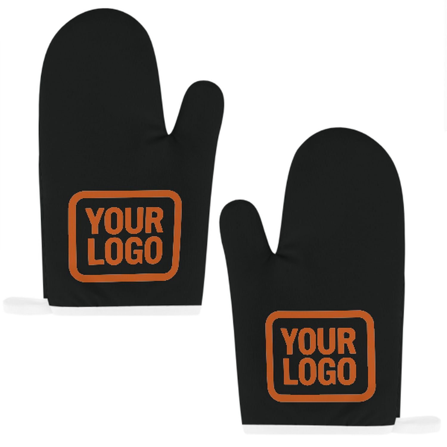 Maßgeschneidertes Schwarz  Orange Topfhandschuh Set – 2-teilig