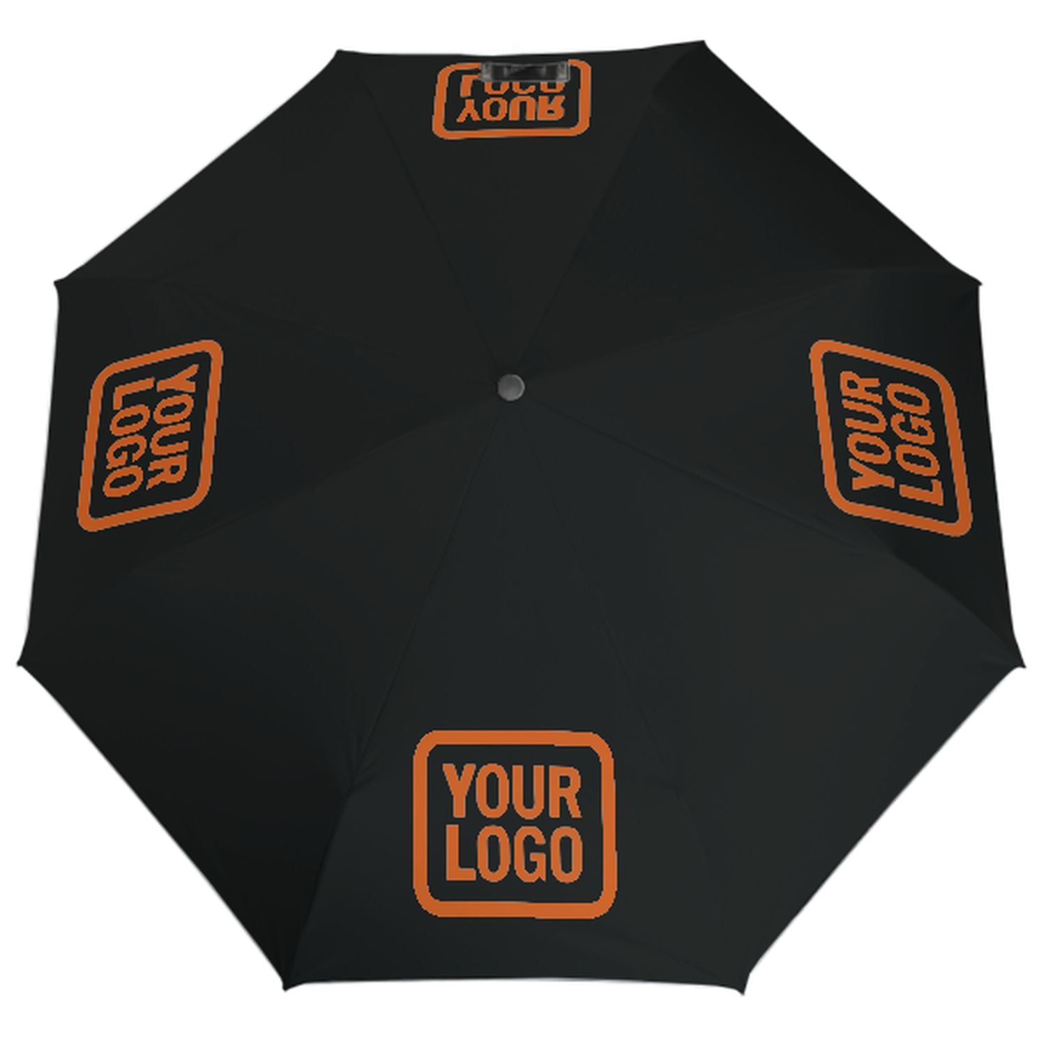 Maßgeschneidertes Schwarz Orange Automatik-Regenschirm