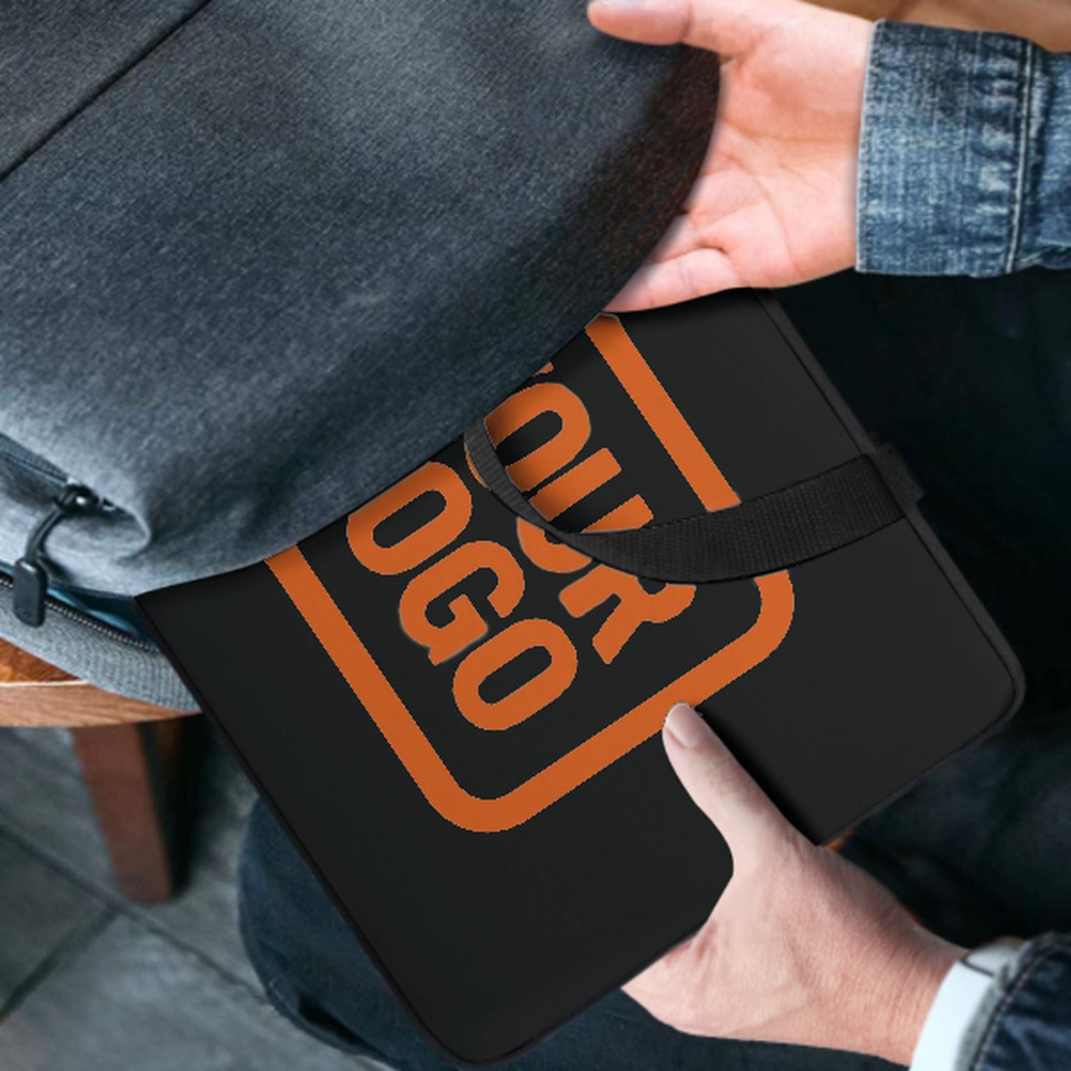 Maßgeschneidertes Schwarz Orange Laptop Tasche