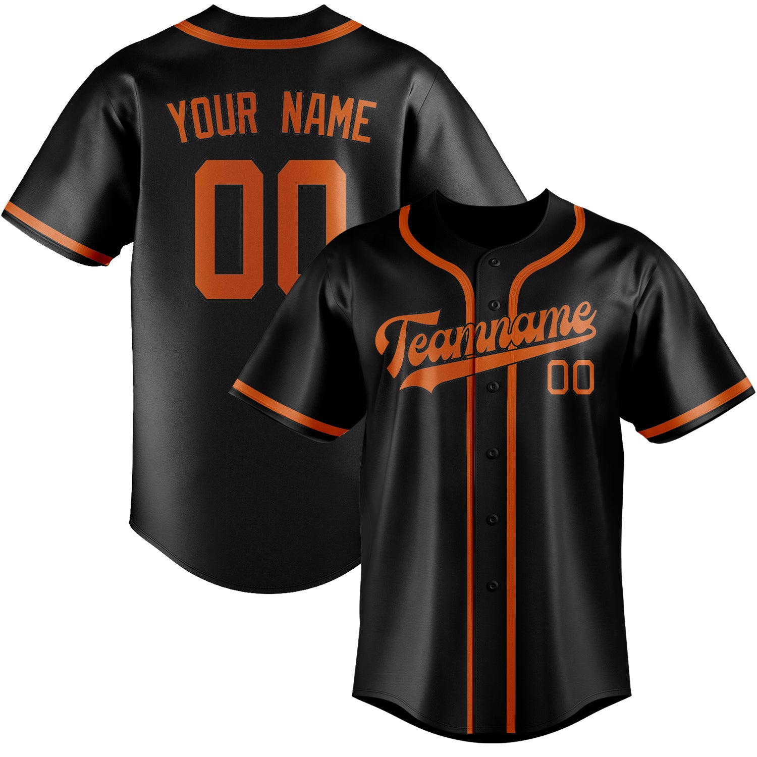 Benutzerdefiniertes Professionelles Schwarz Orange Baseballtrikot