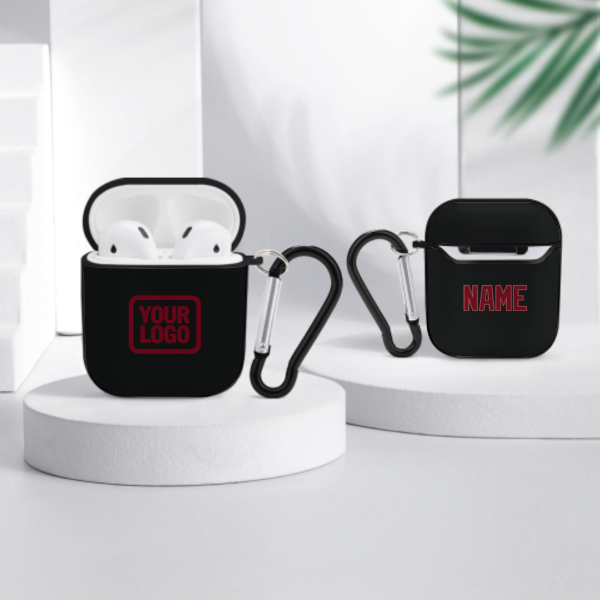 Maßgeschneidertes Schwarz Karmesinrot AirPods-Hülle