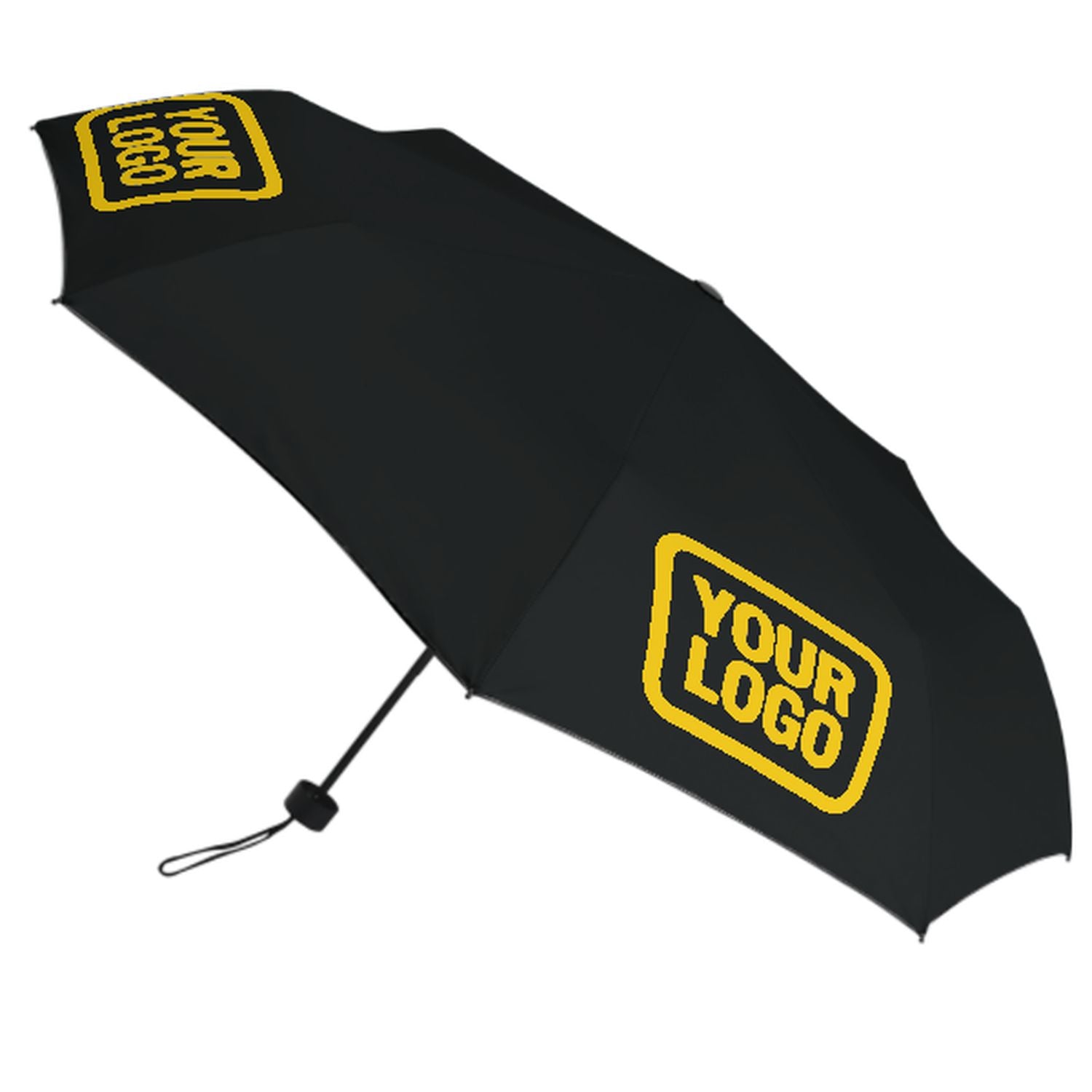 Maßgeschneidertes Schwarz Gold Automatik-Regenschirm