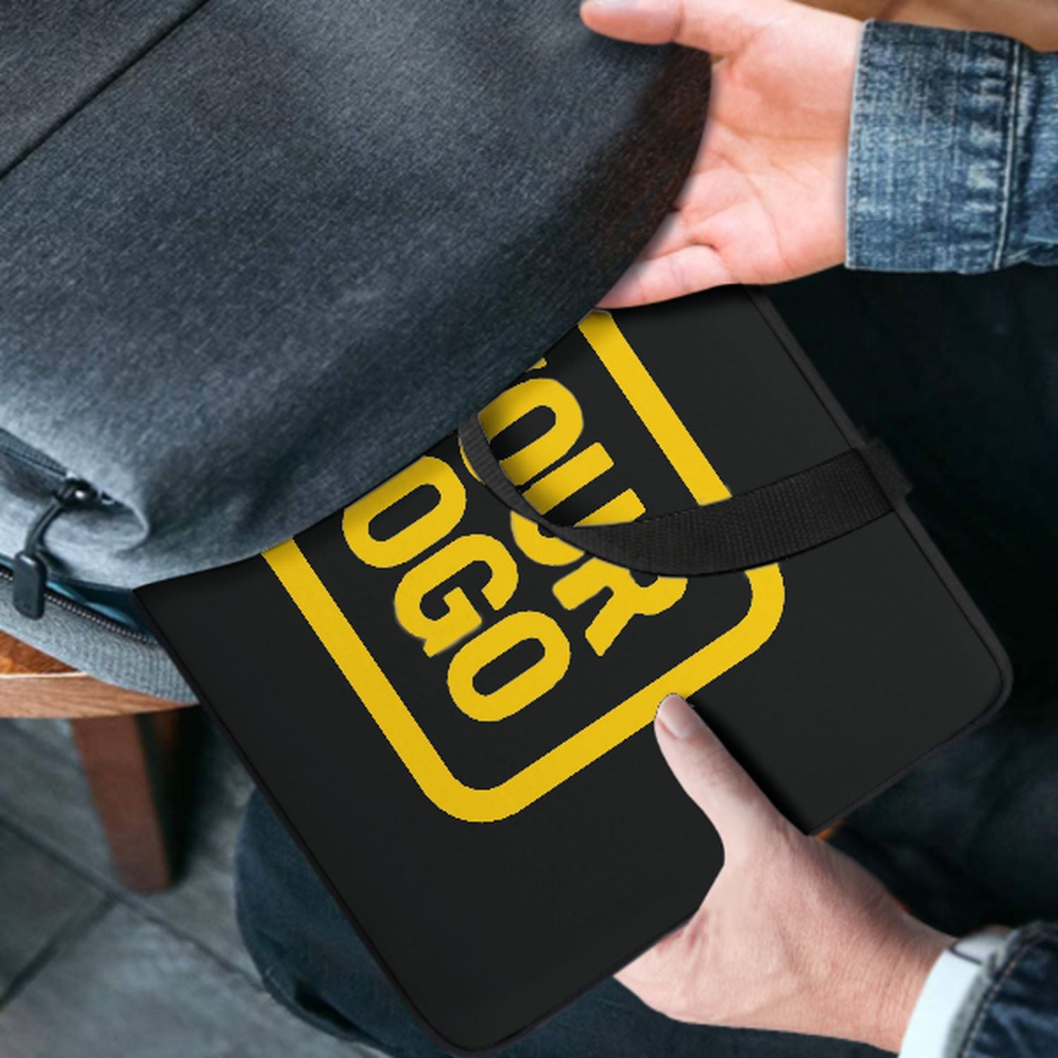Maßgeschneidertes Schwarz Gold Laptop Tasche