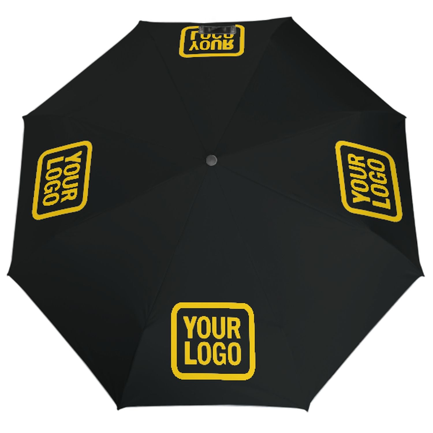Maßgeschneidertes Schwarz Gold Automatik-Regenschirm