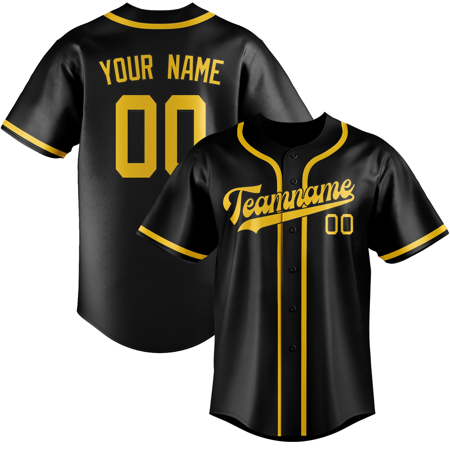 Benutzerdefiniertes Professionelles Schwarz Gold Baseballtrikot