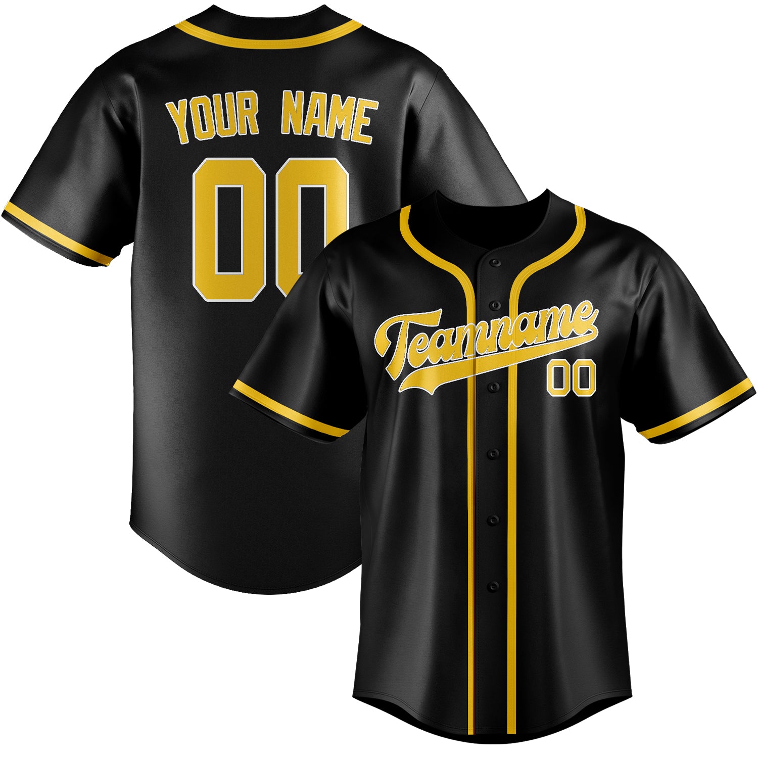 Benutzerdefiniertes Professionelles Schwarz Gold Baseballtrikot