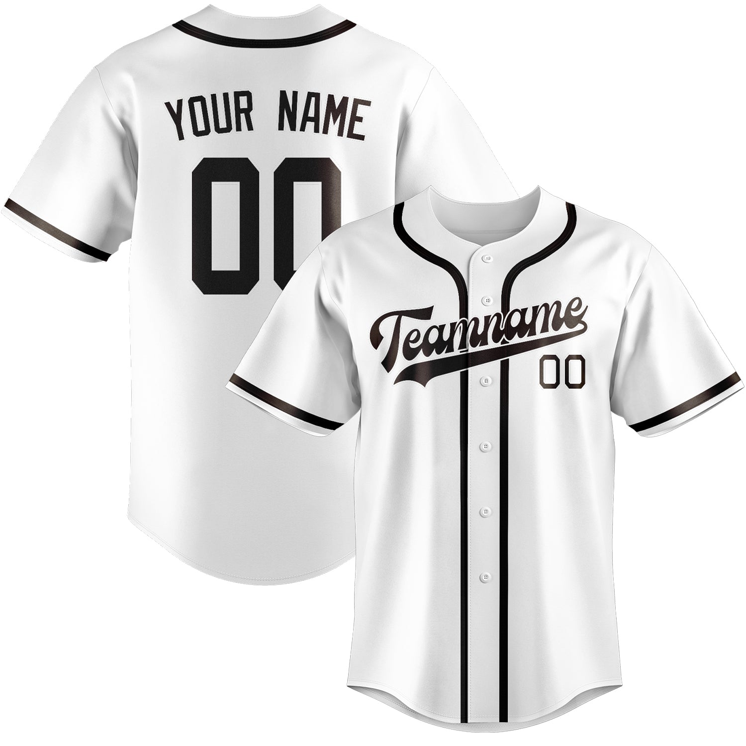 Maglia da baseball professionale bianca marrone personalizzata