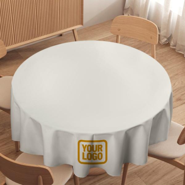 Maßgeschneidertes Weiß Gelb Runde Tischdecke