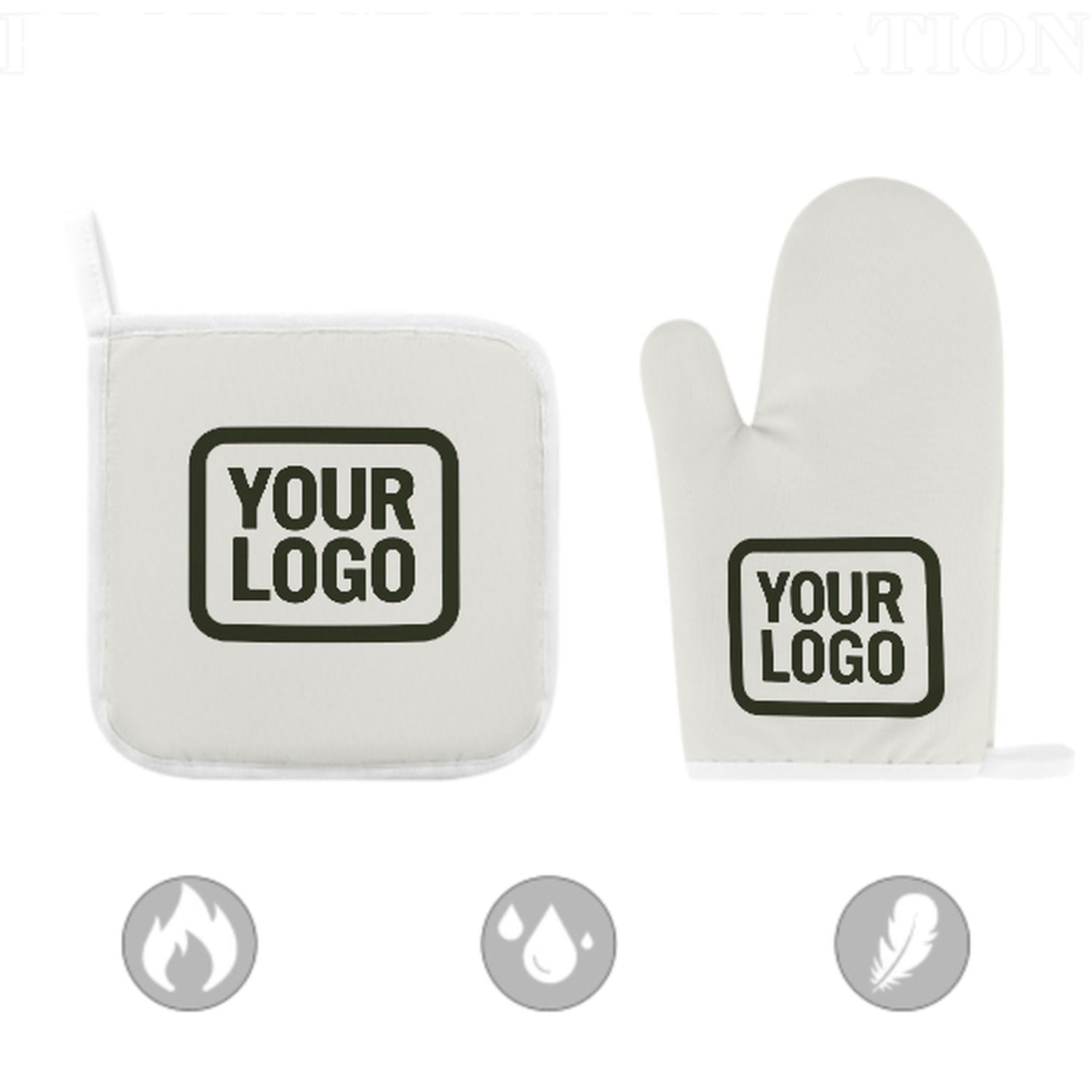Maßgeschneidertes Weiß  Dunkles Oliv Topfhandschuh Set – 2-teilig