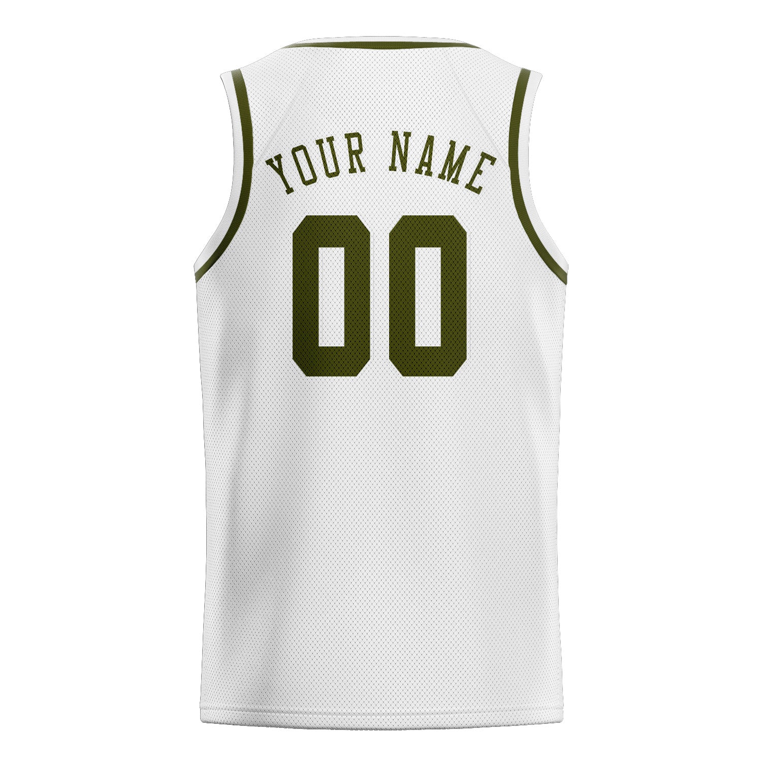 Benutzerdefiniertes Professionelles Weiß Dunkles Oliv Basketballtrikot