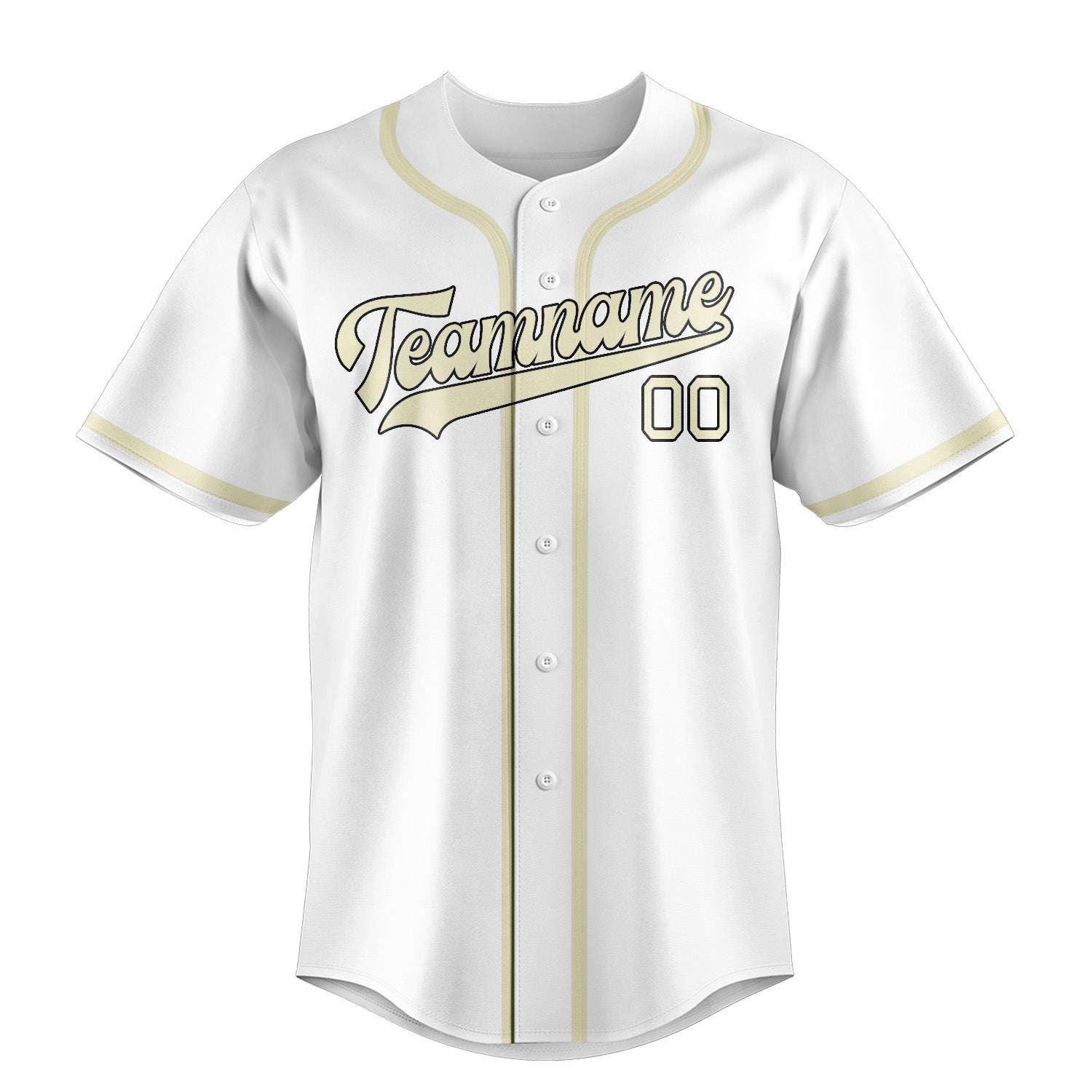 Maglia da baseball professionale bianca e beige personalizzata