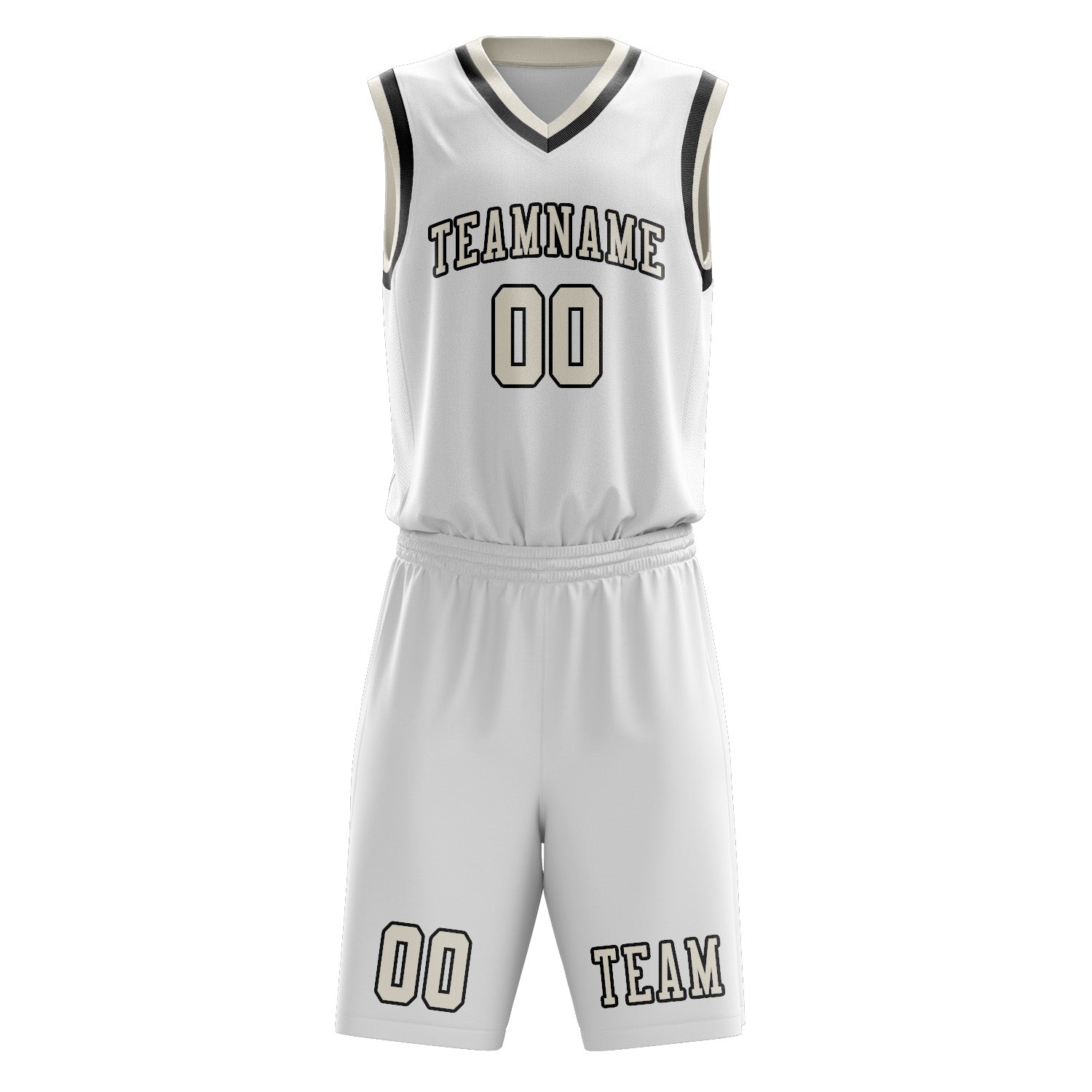 Benutzerdefiniertes Professionelles Weiß Beige Basketballtrikot-Set
