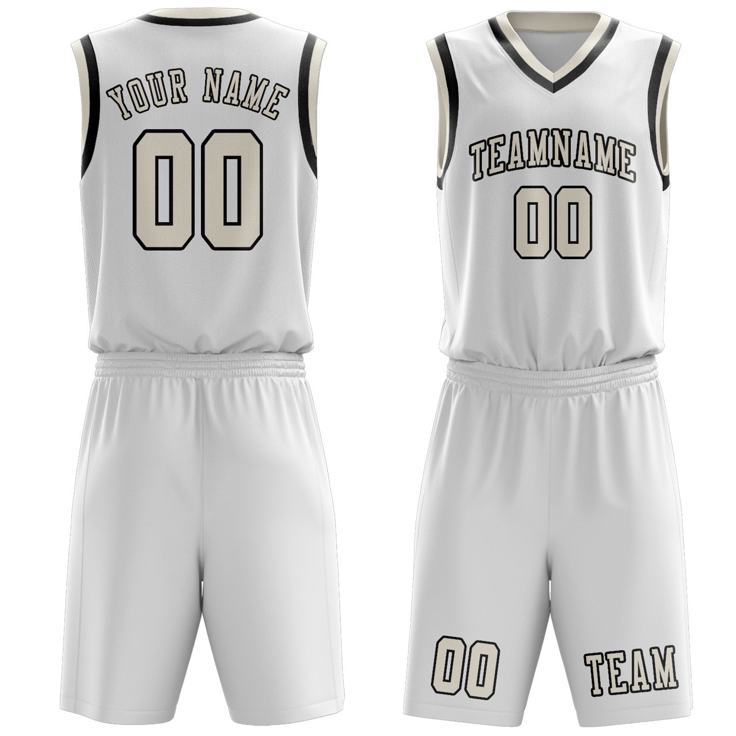 Benutzerdefiniertes Professionelles Weiß Beige Basketballtrikot-Set