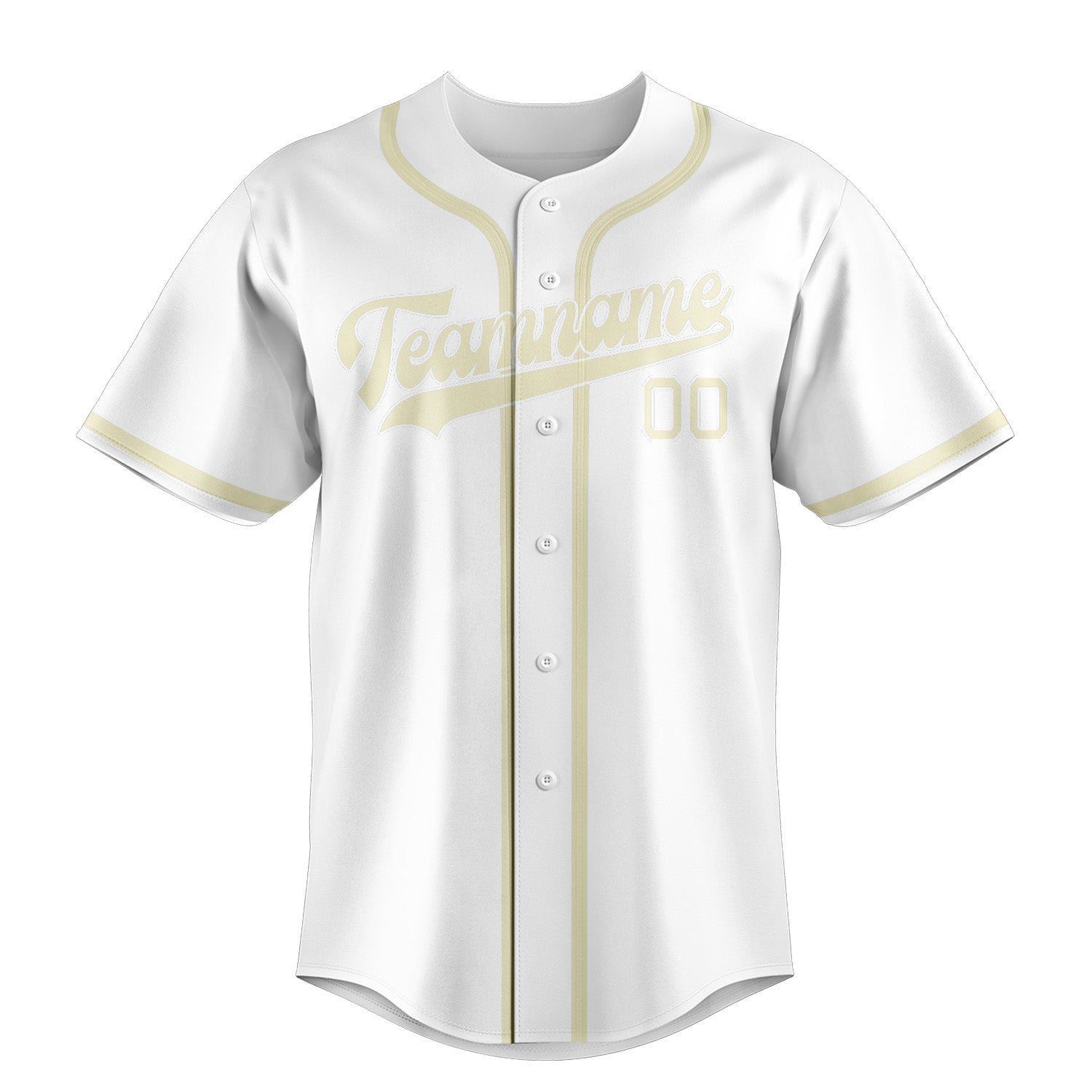 Maglia da baseball professionale bianca e beige personalizzata