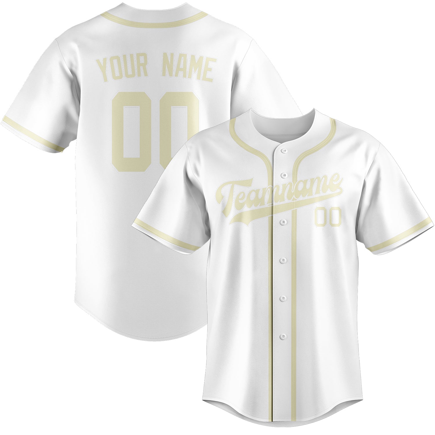 Maglia da baseball professionale bianca e beige personalizzata