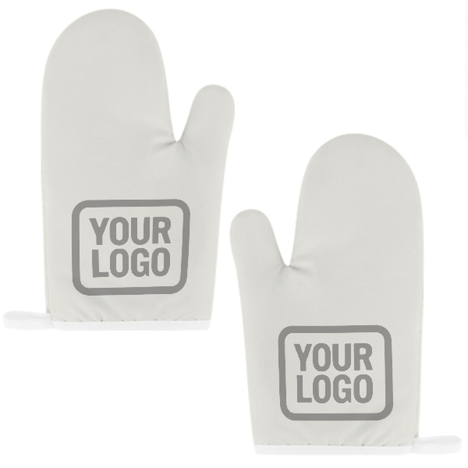 Maßgeschneidertes Weiß  Grau Topfhandschuh Set – 2-teilig