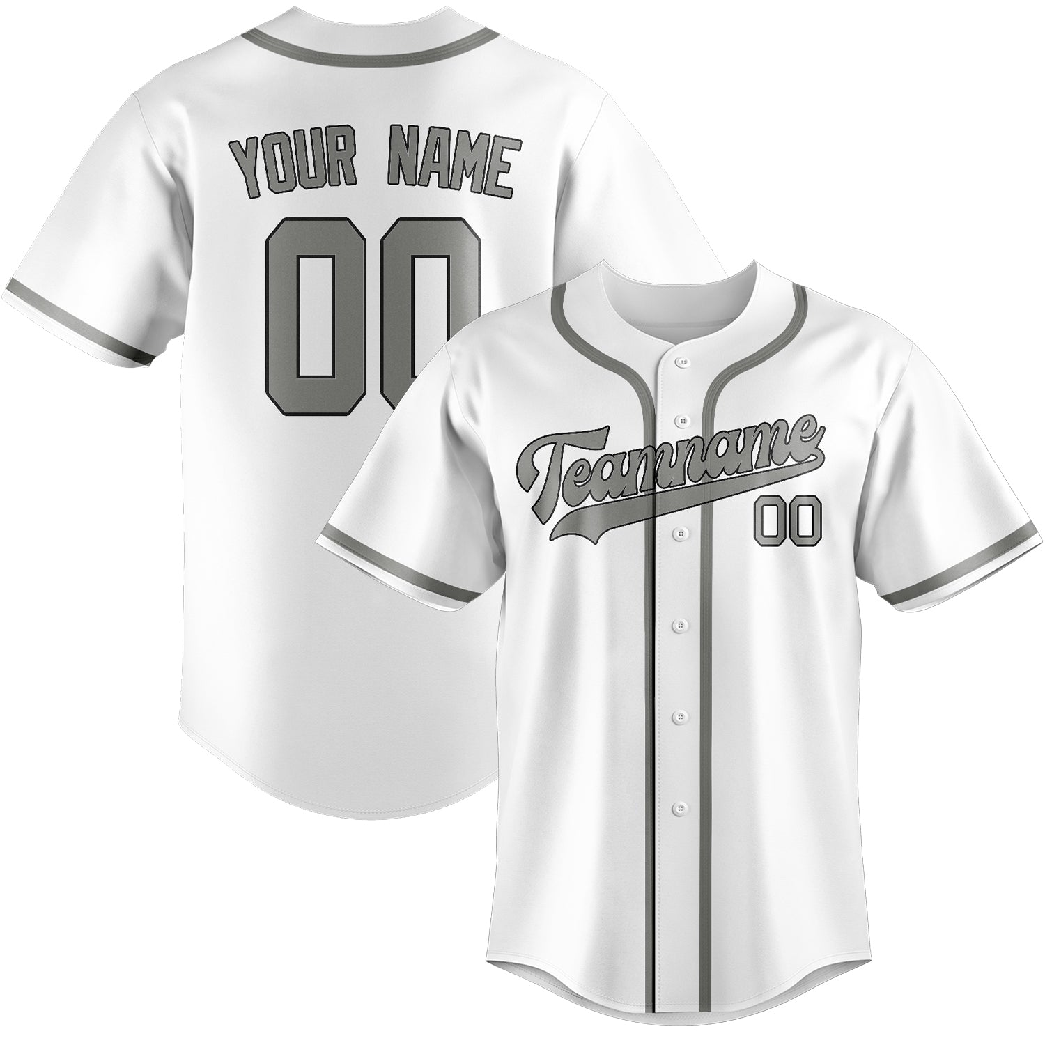 Maglia da baseball professionale bianca e grigia personalizzata