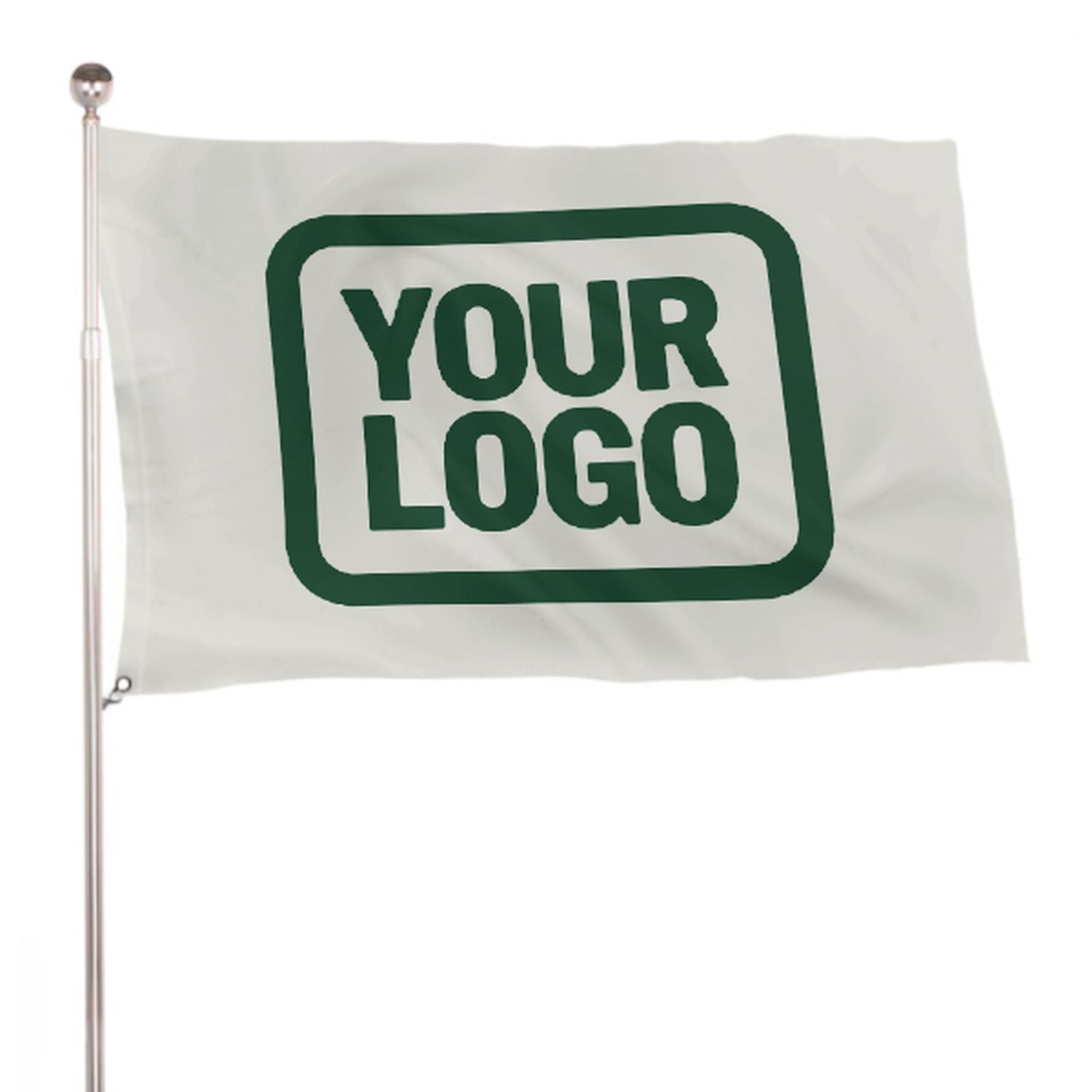 Maßgeschneidertes Weiß Moosgrün Flagge