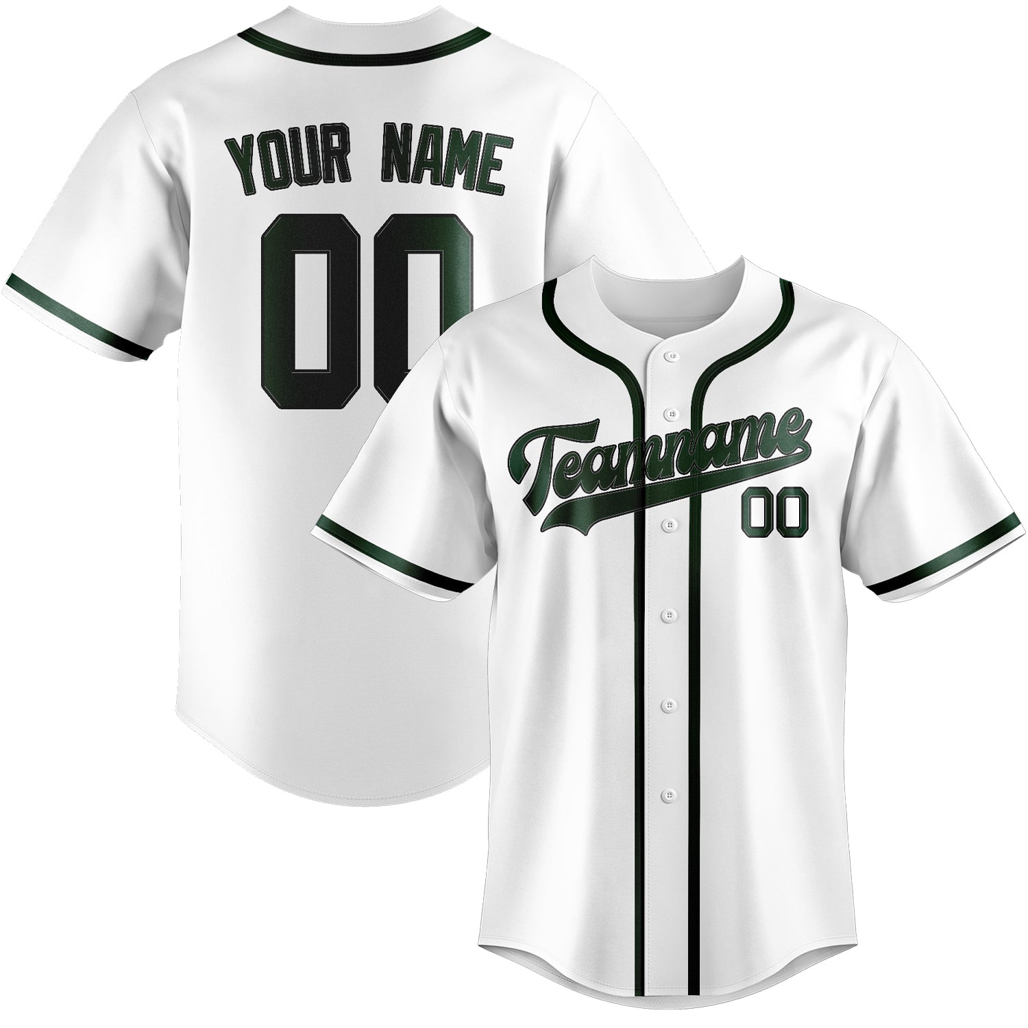 Maglia da baseball personalizzata professionale verde muschio bianco