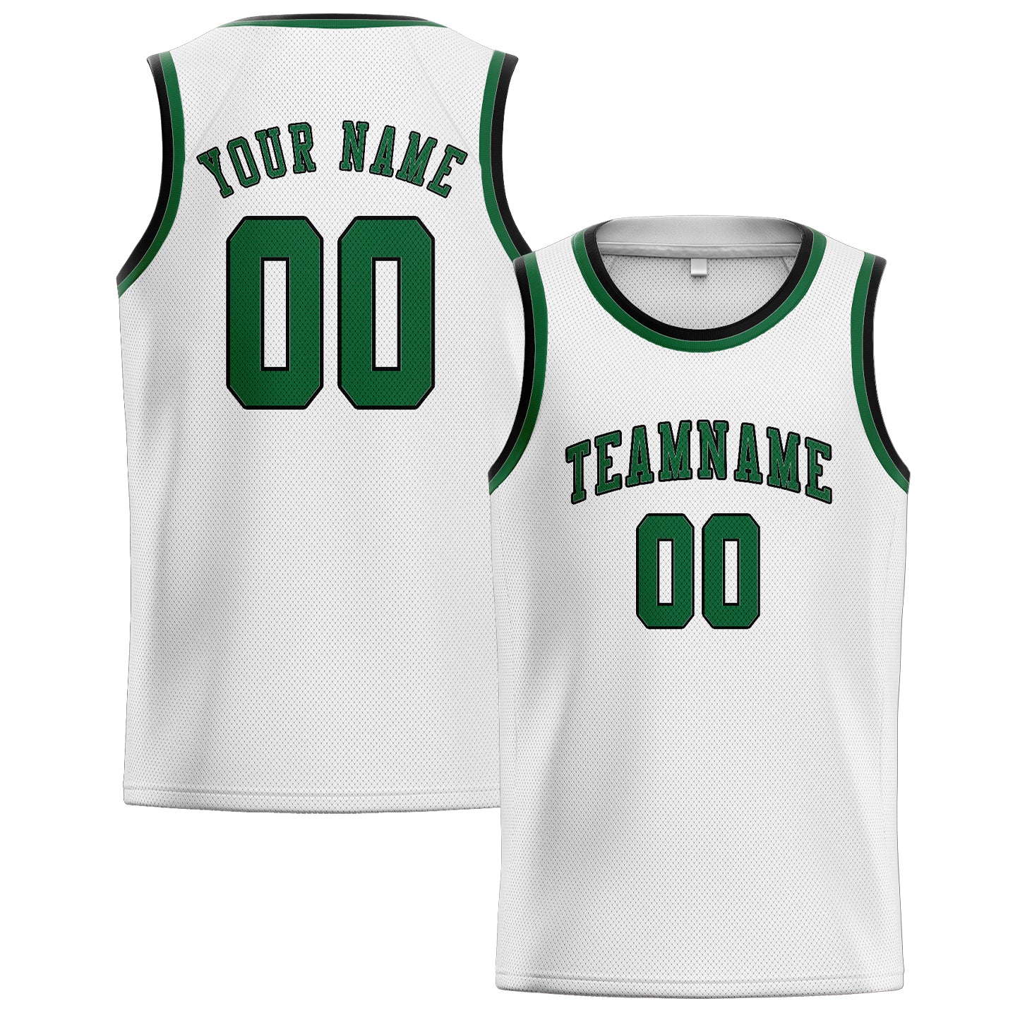Benutzerdefiniertes Professionelles Weiß Moosgrün Basketballtrikot
