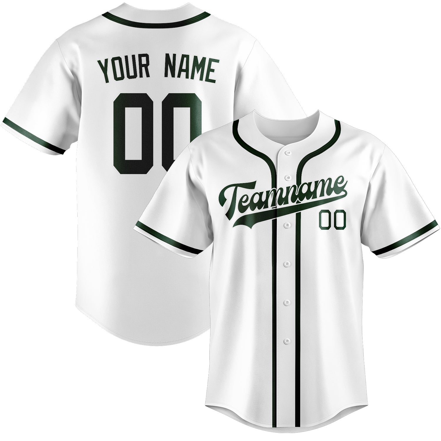 Maglia da baseball personalizzata professionale verde muschio bianco