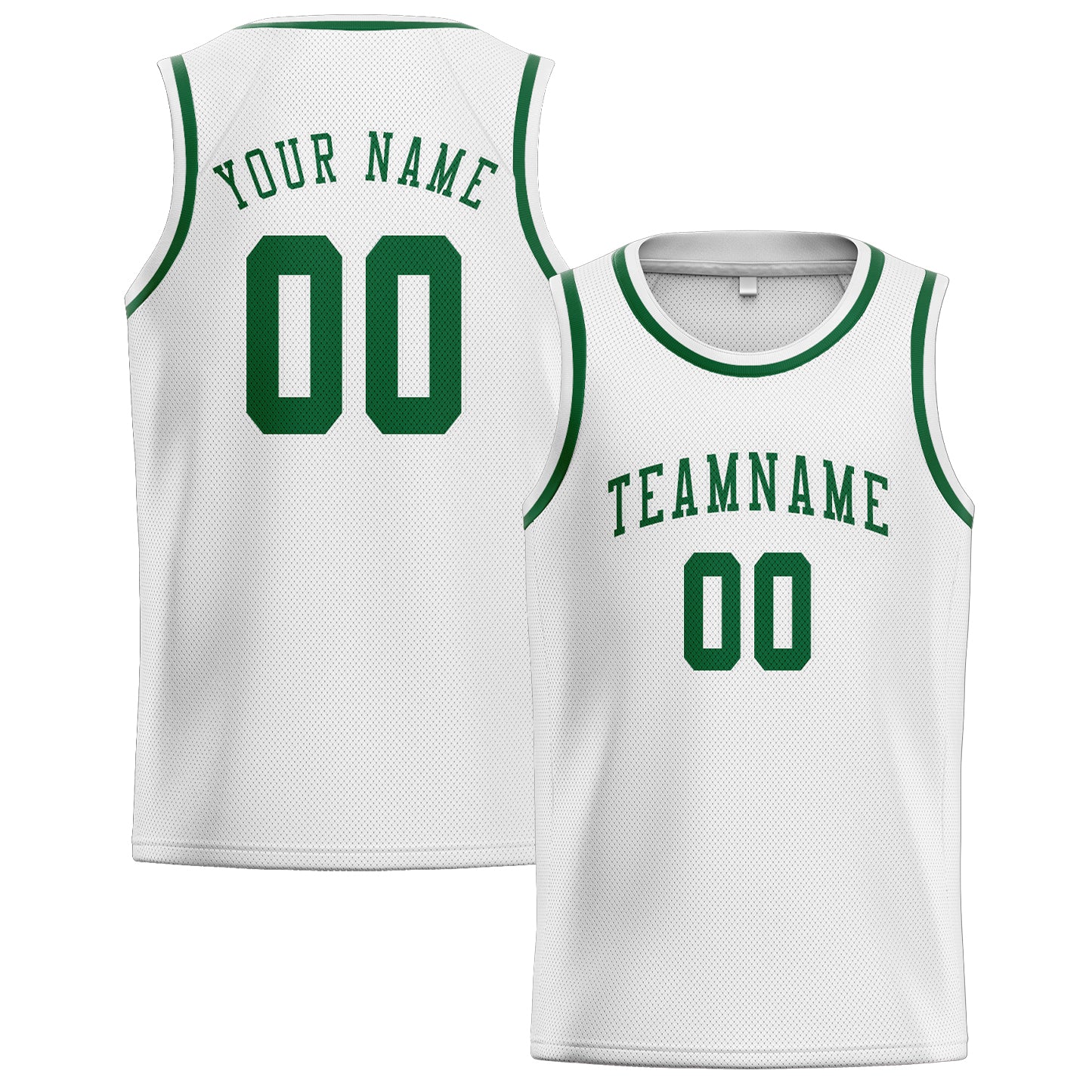 Benutzerdefiniertes Professionelles Weiß Moosgrün Basketballtrikot