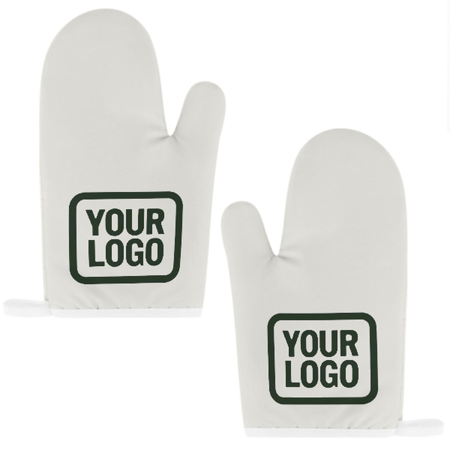 Maßgeschneidertes Weiß  Tannengrün Topfhandschuh Set – 2-teilig