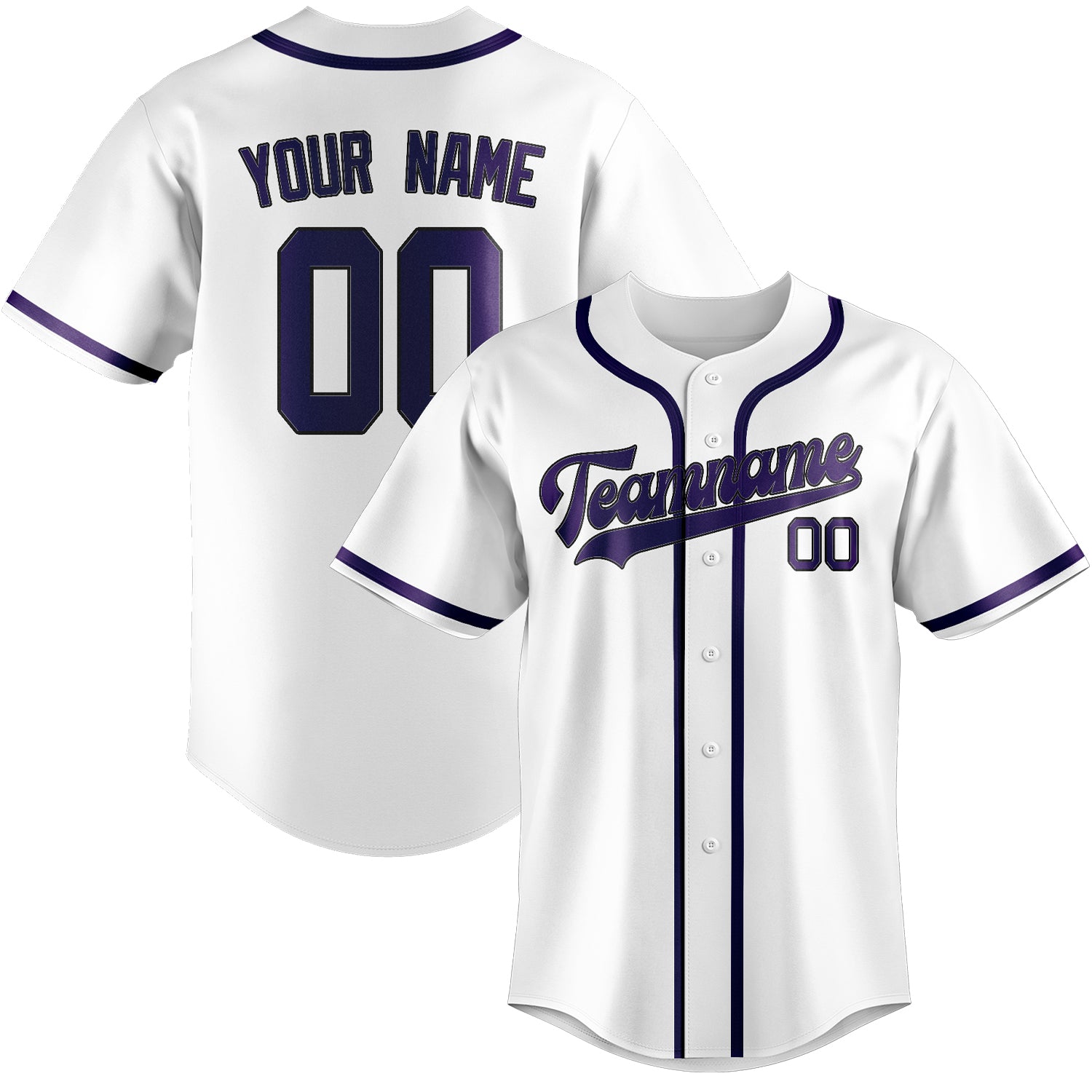 Maglia da baseball professionale personalizzata bianca e viola