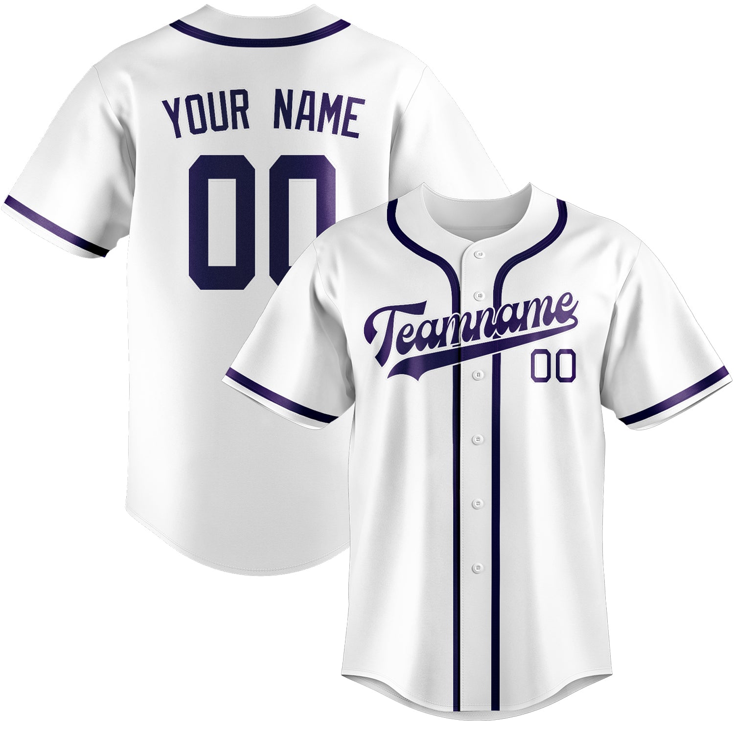 Maglia da baseball professionale personalizzata bianca e viola