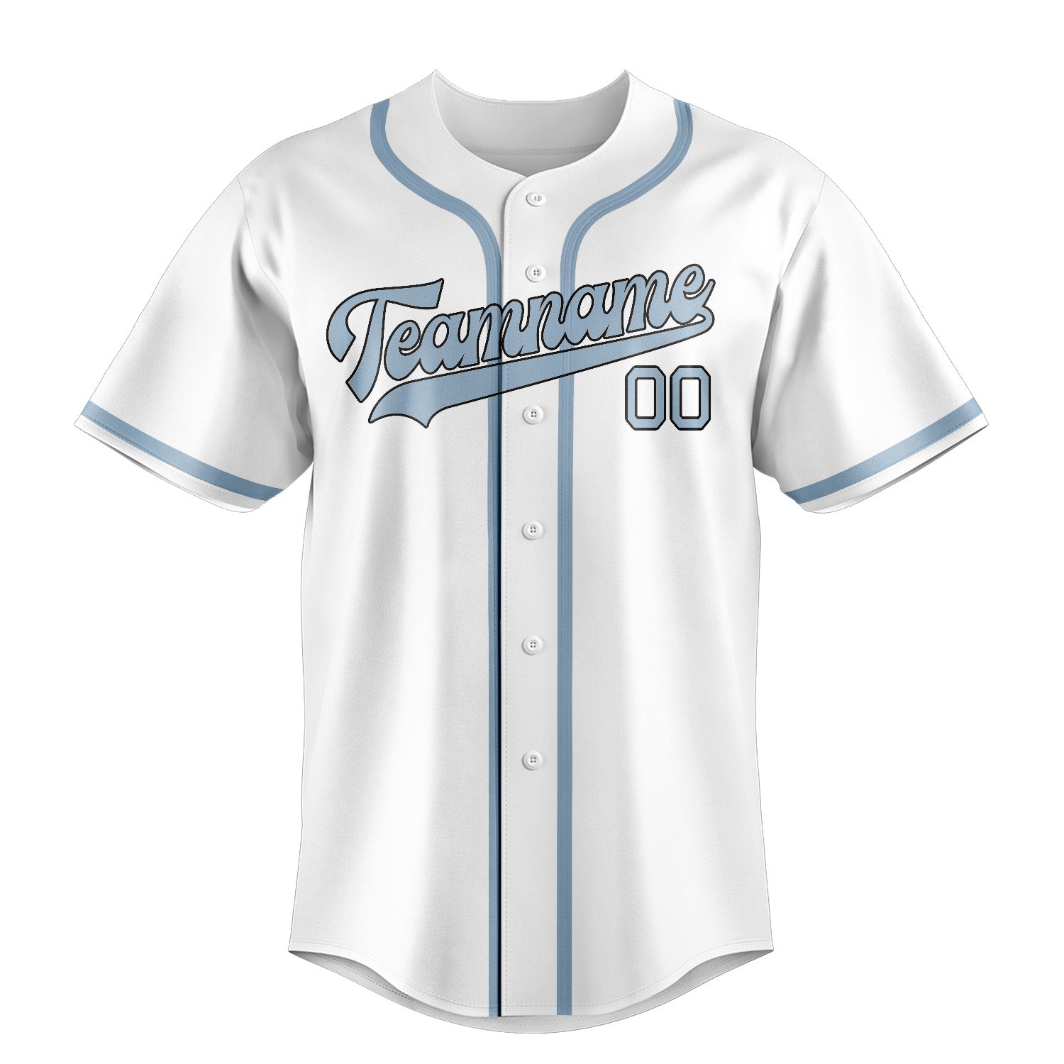 Maglia da baseball professionale personalizzata bianca e azzurra