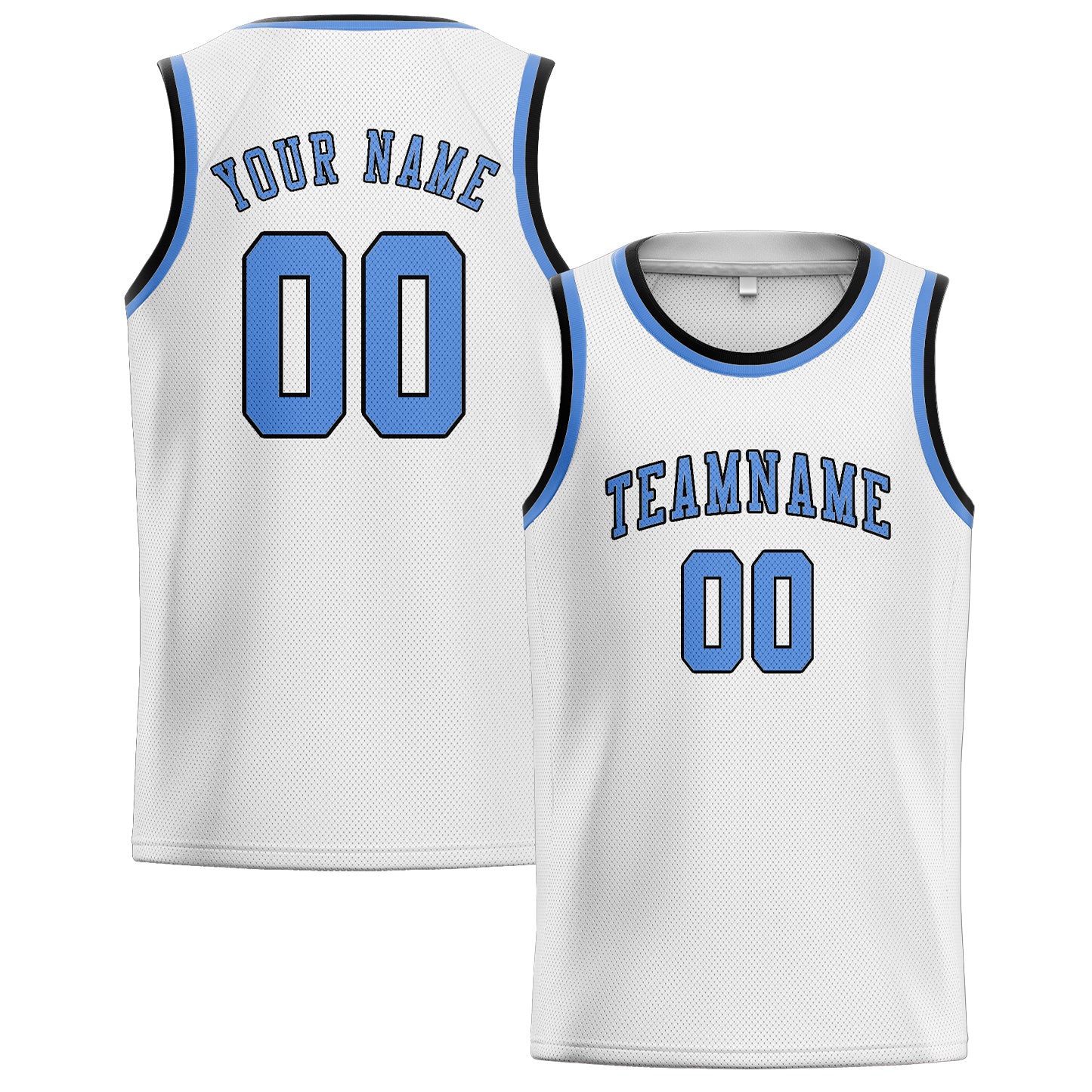 Benutzerdefiniertes Professionelles Weiß Hellblau Basketballtrikot