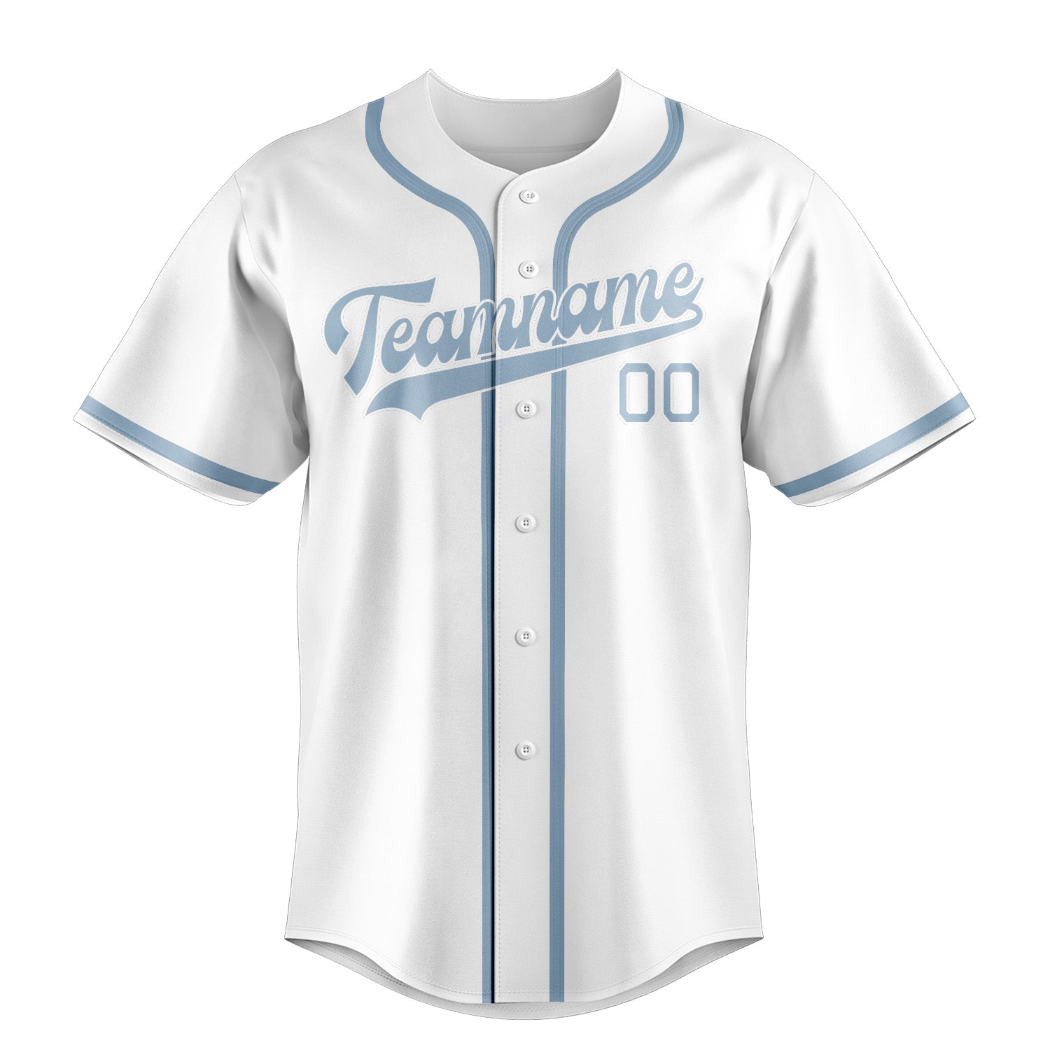 Maglia da baseball professionale personalizzata bianca e azzurra