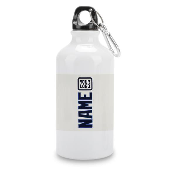 Maßgeschneidertes Weiß Stahlblau Sportflasche
