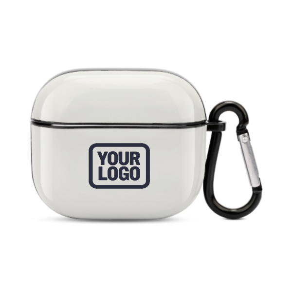 Maßgeschneidertes Weiß Stahlblau AirPods-Hülle (3. Generation)