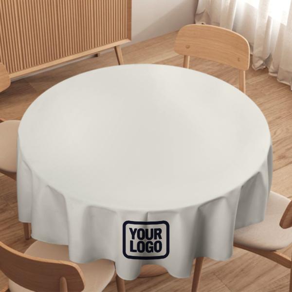 Maßgeschneidertes Weiß Stahlblau Runde Tischdecke