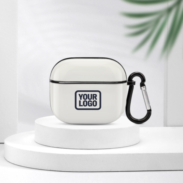 Maßgeschneidertes Weiß Stahlblau AirPods-Hülle (3. Generation)
