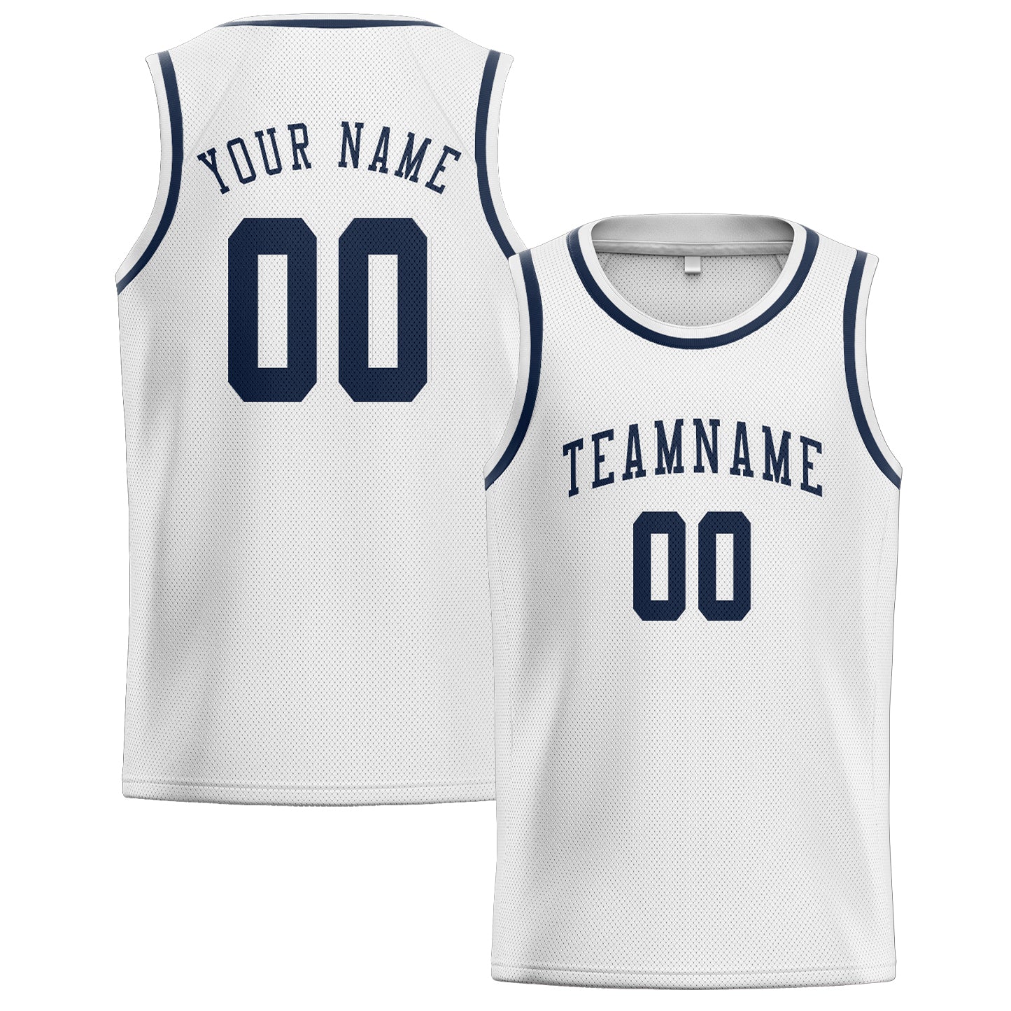 Benutzerdefiniertes Professionelles Weiß Marineblau Basketballtrikot