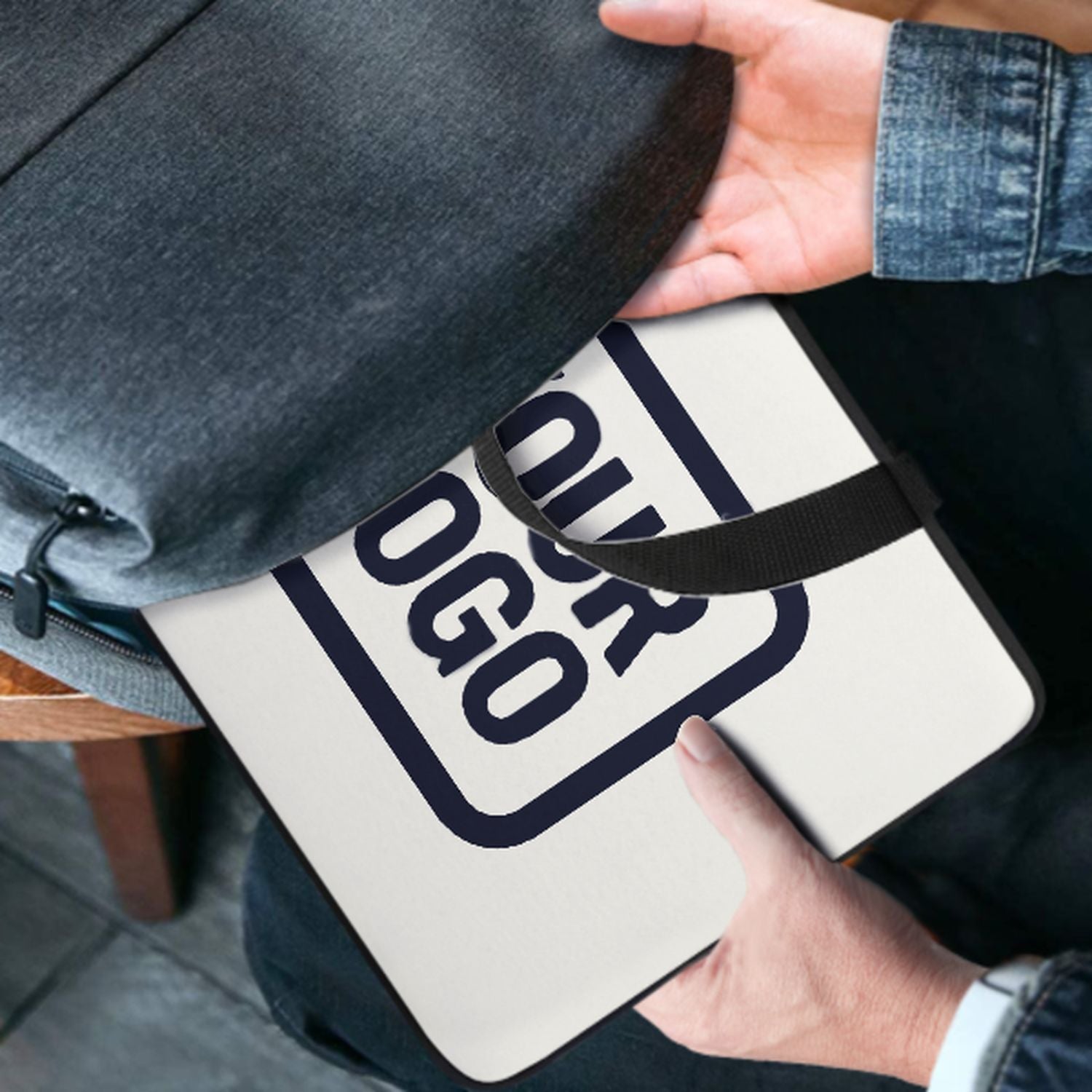 Maßgeschneidertes Weiß Navy Laptop Tasche