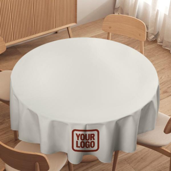 Maßgeschneidertes Weiß Korallenrot Runde Tischdecke