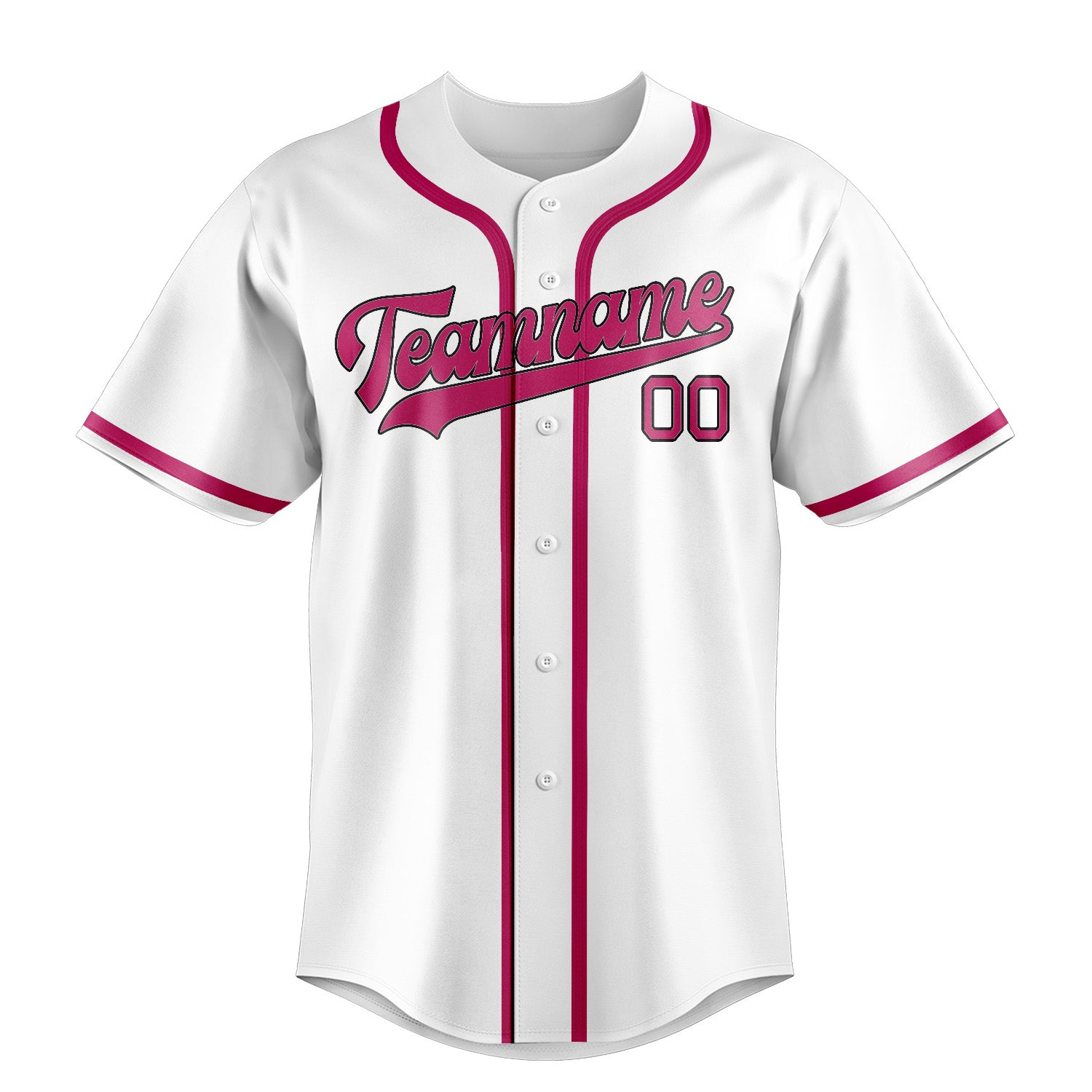 Maglia da baseball professionale bianca e rosa personalizzata